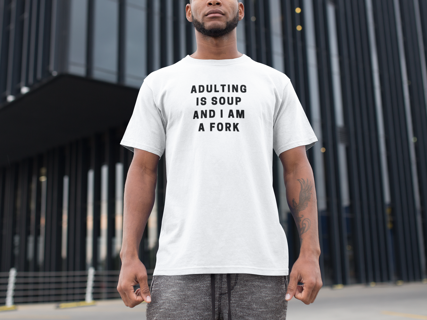 Men's Adulting Is Soup And I Am A Fork White T-Shirt