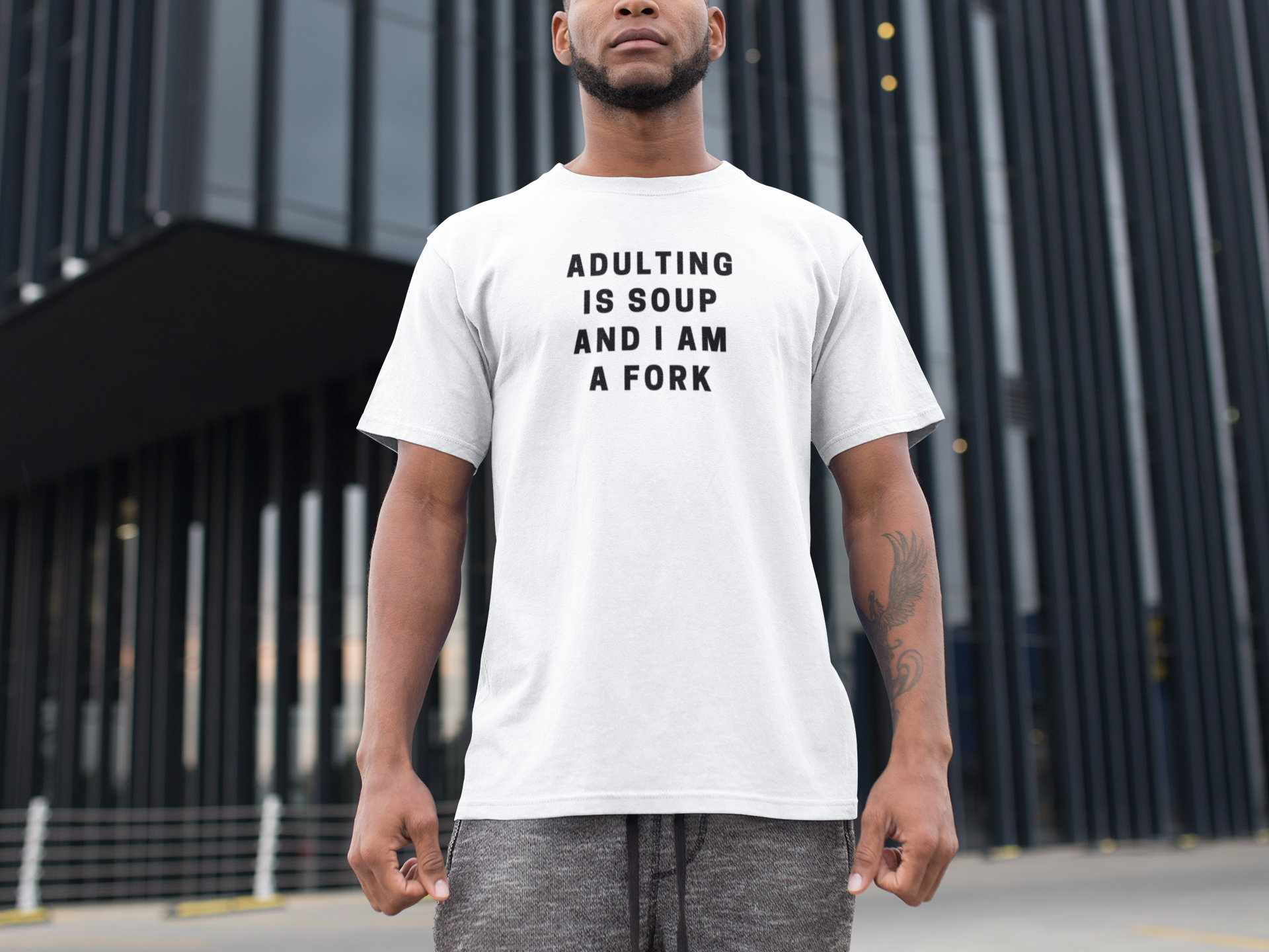 Men's Adulting Is Soup And I Am A Fork White T-Shirt