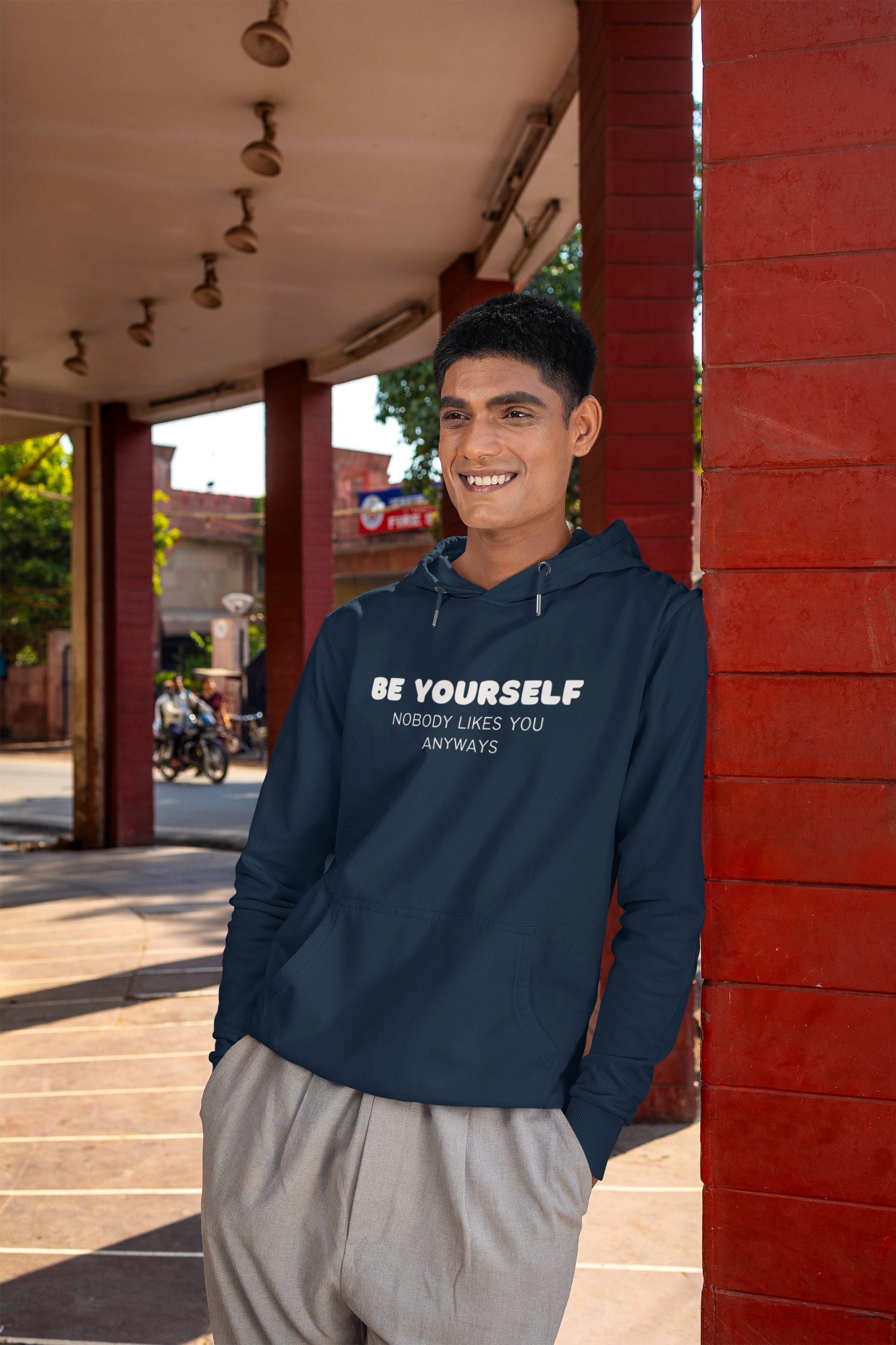 Men's Be Yourself Nobody Like You Anyways Blue Hoodie