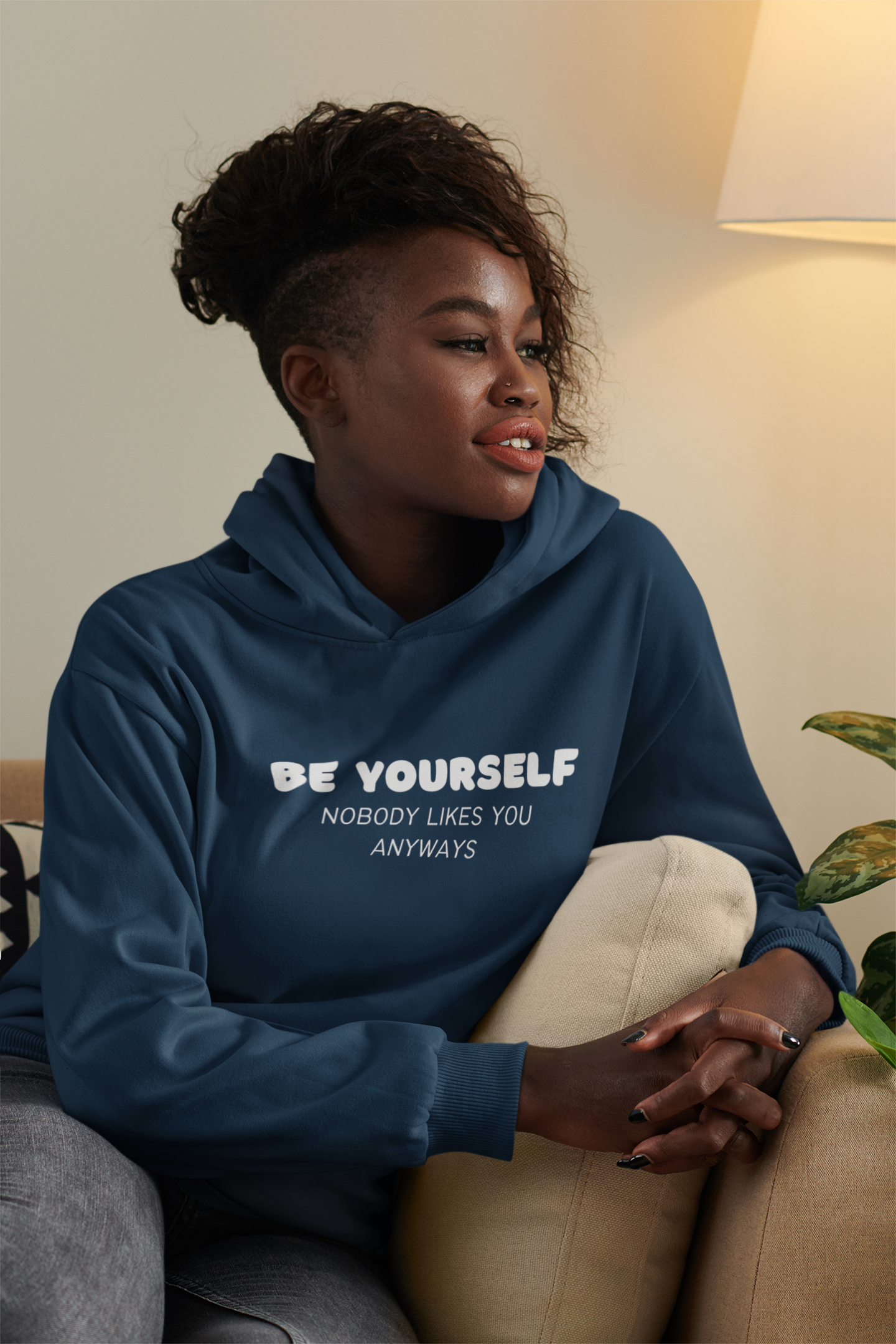Women's Be Yourself Nobody Like You Anyways Blue Hoodie