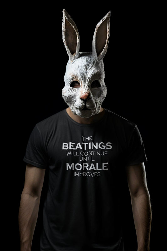 Men's The beatings will continue until morale improves Black T-Shirt