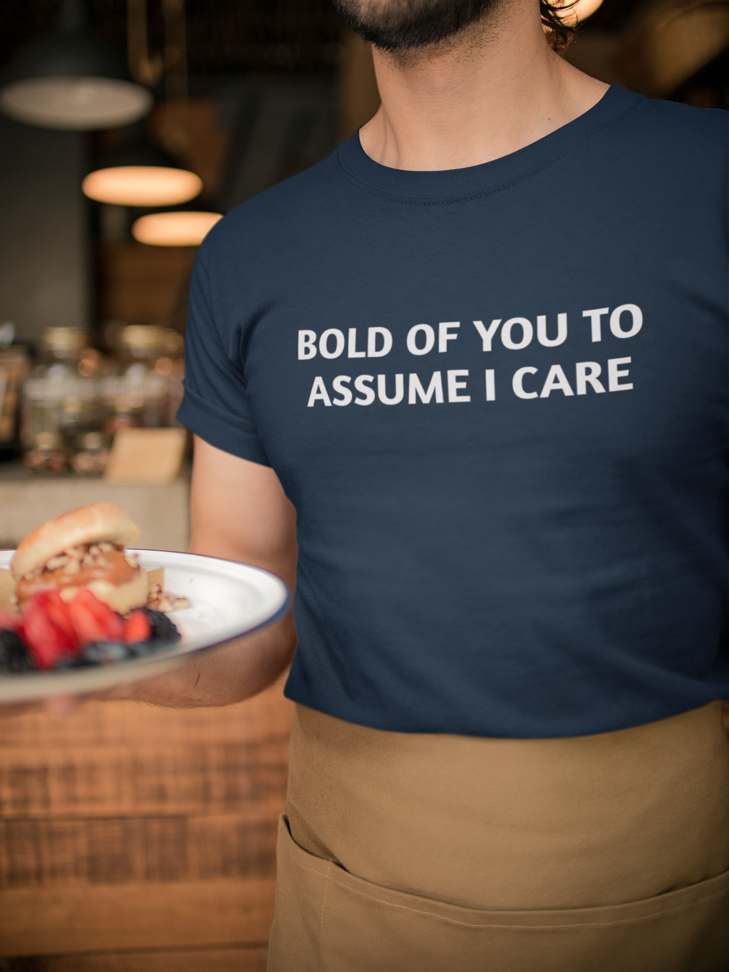 Men's Bold Of You To Assume I Care Blue Tee