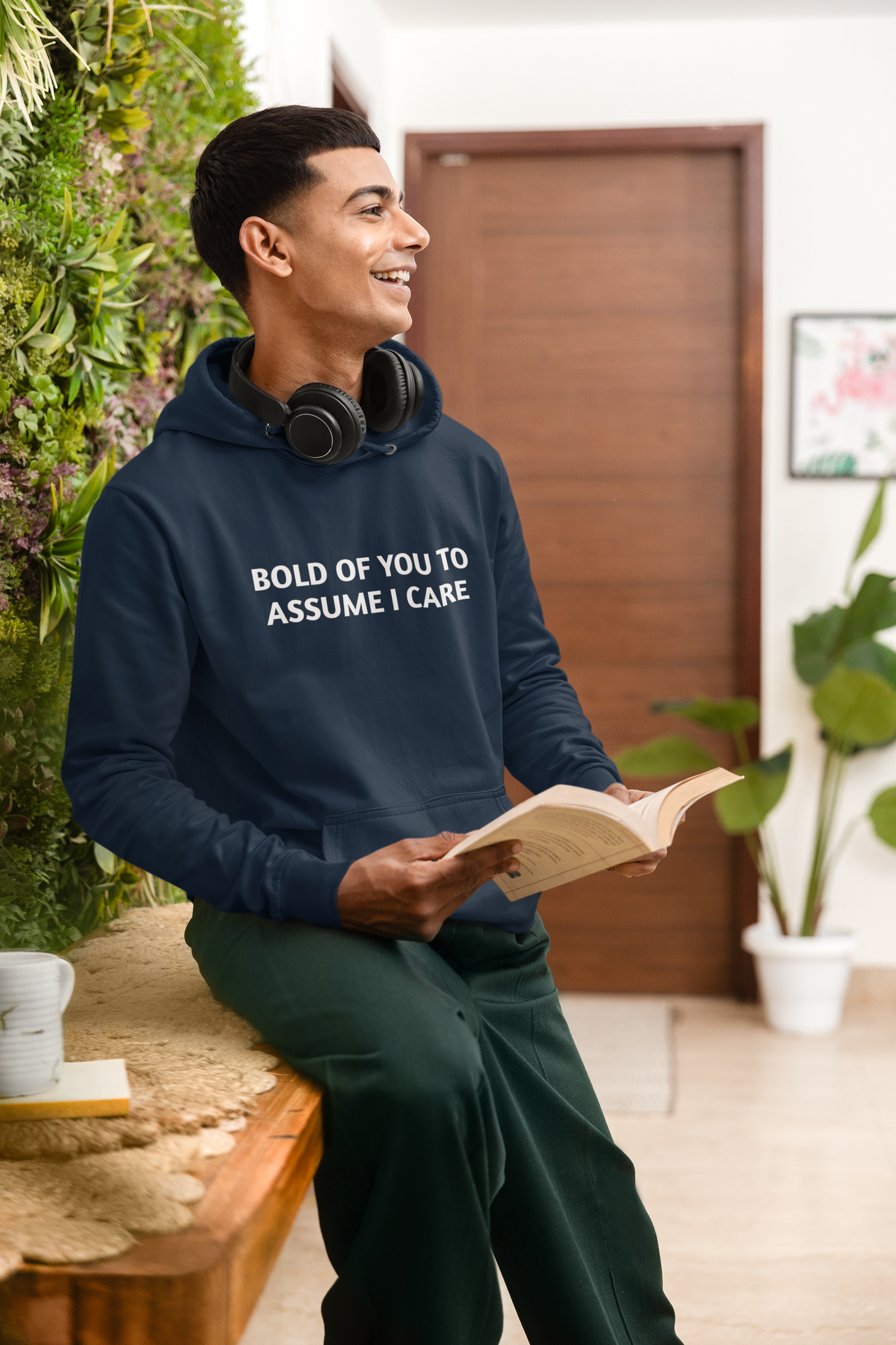 Men's Bold Of You To Assume I Care Blue Hoodie