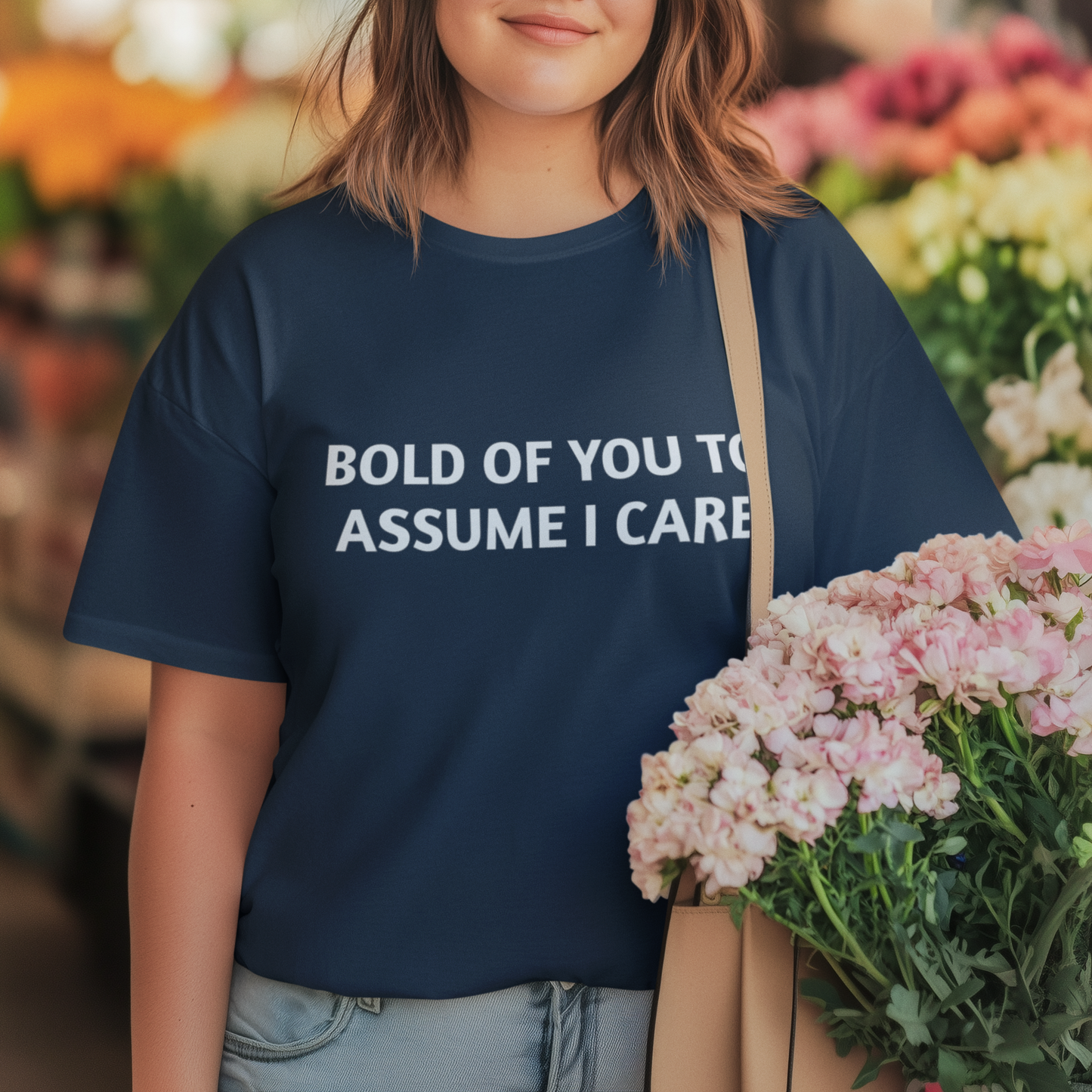 Women's Bold Of You To Assume I Care Blue Tee
