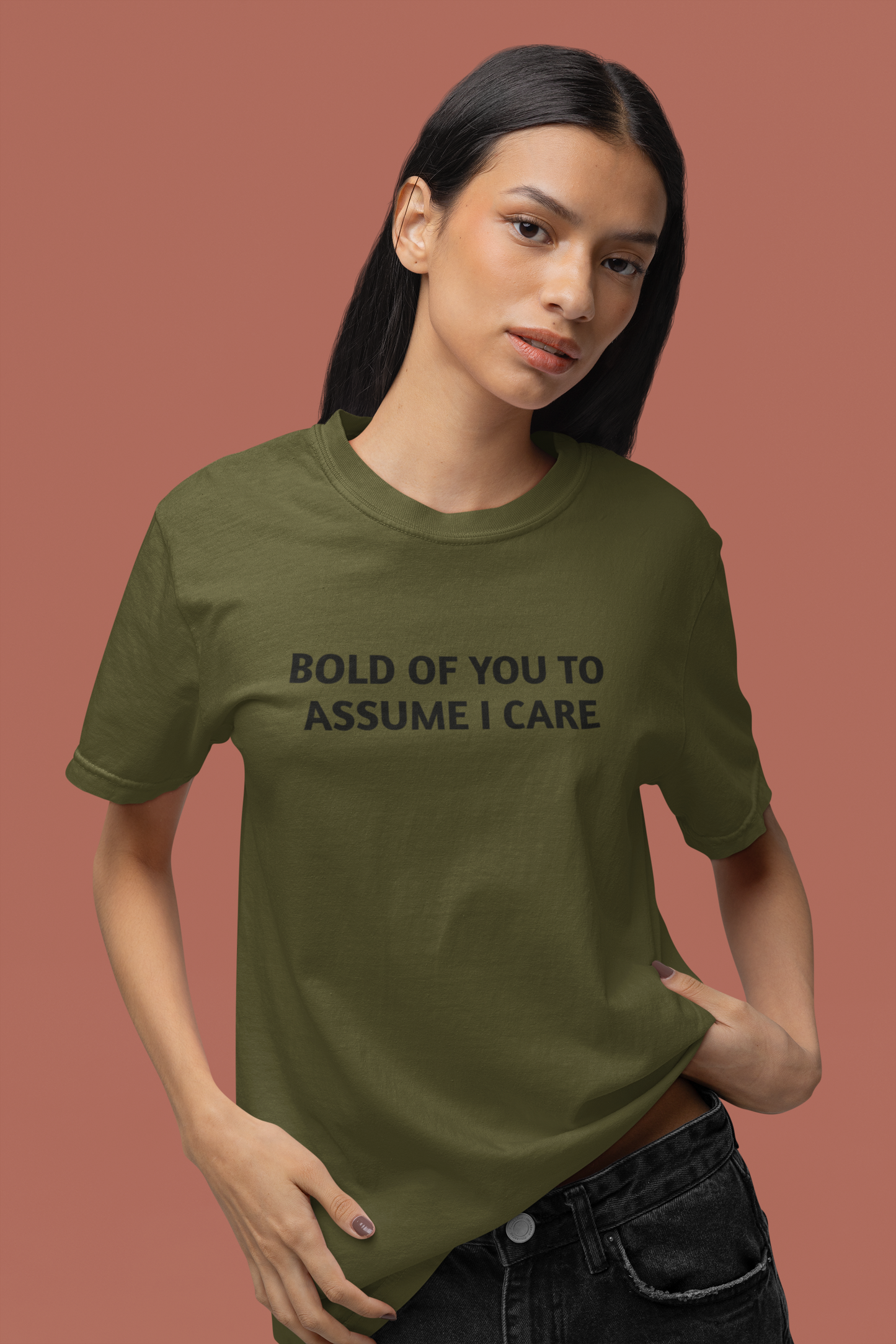 Women's Bold Of You To Assume I Care Green Tee
