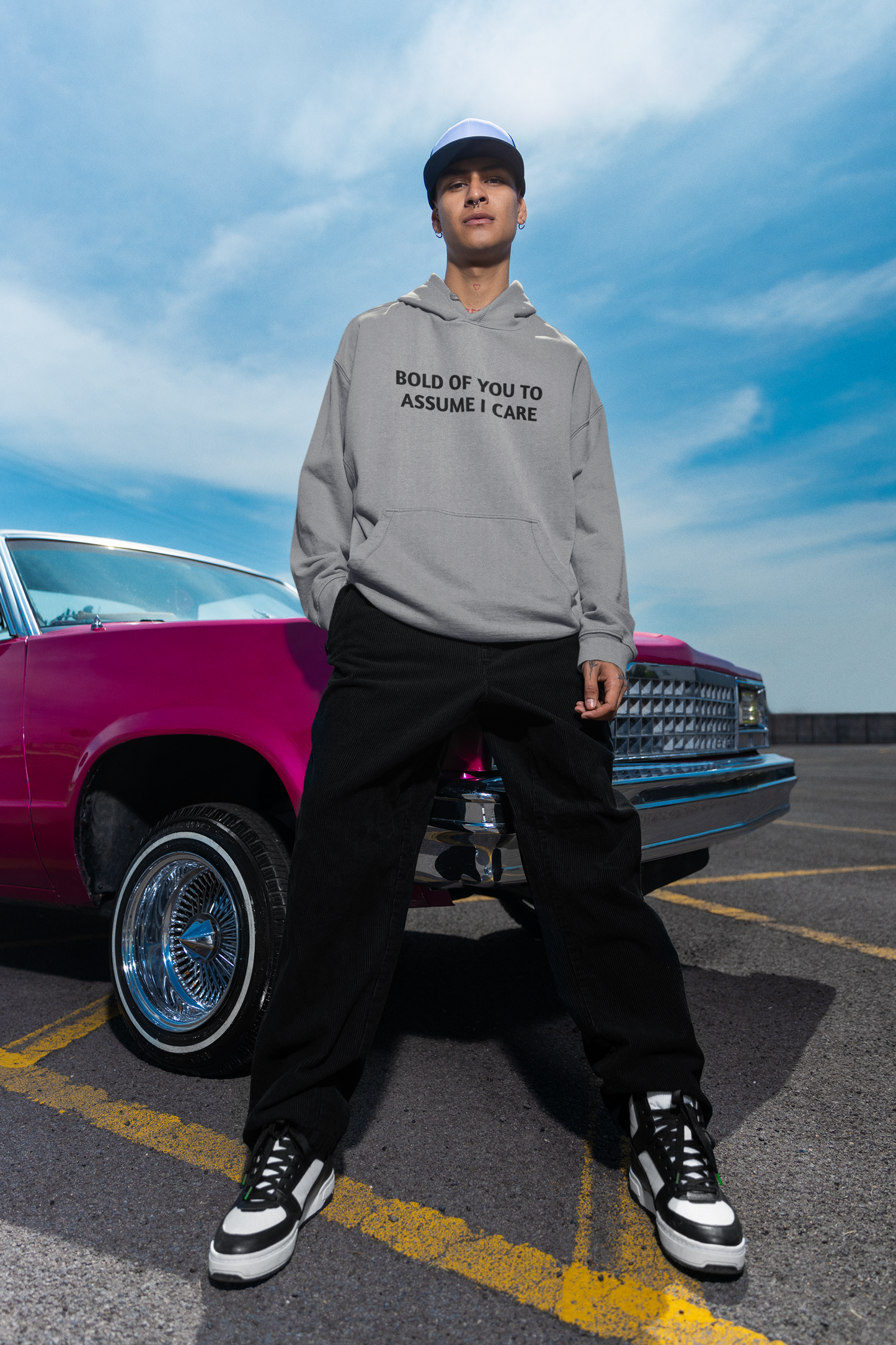 Men's Bold Of You To Assume I Care Grey Hoodie