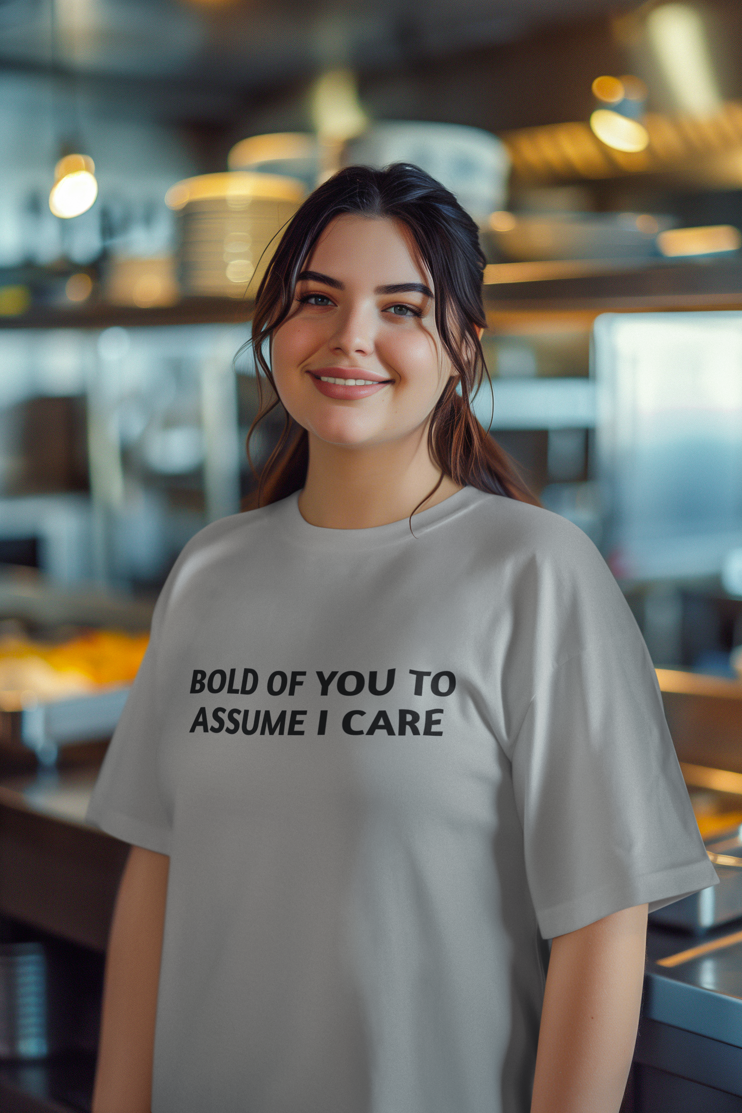 Women's Bold Of You To Assume I Care Grey Tee