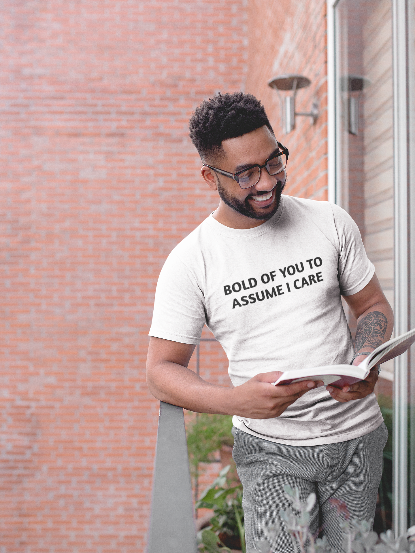 Men's Bold Of You To Assume I Care White Tee