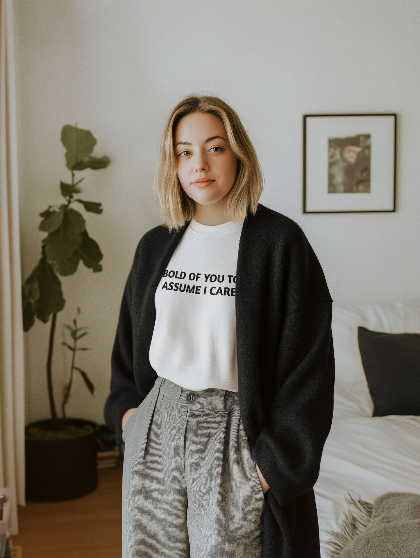 Women's Bold Of You To Assume I Care White Tee
