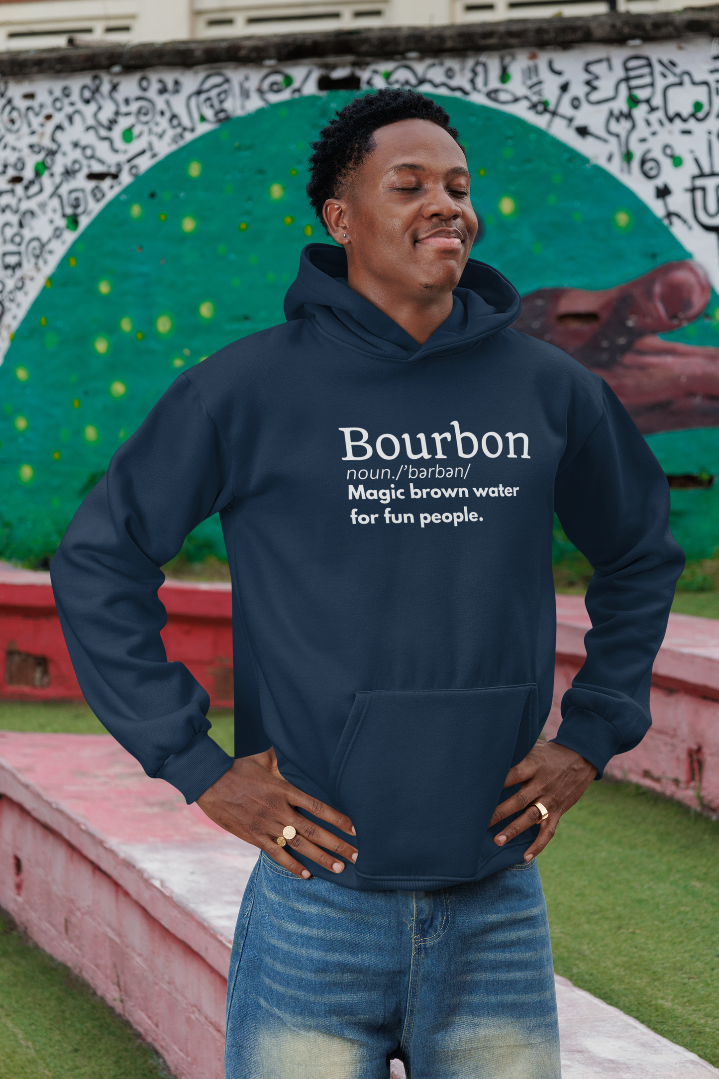 Men's Bourbon Definition Blue Hoodie