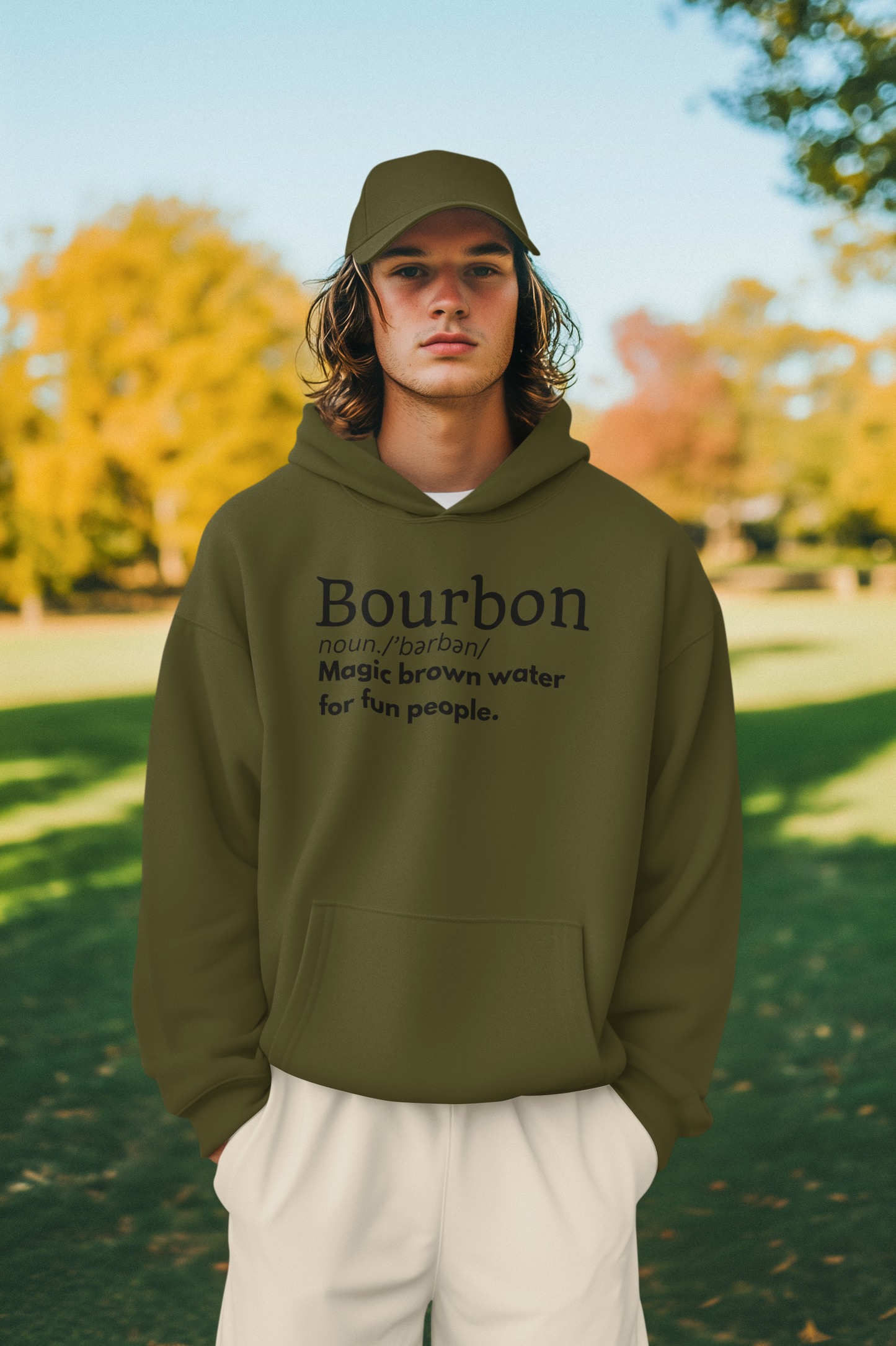 Men's Bourbon Definition Green Hoodie