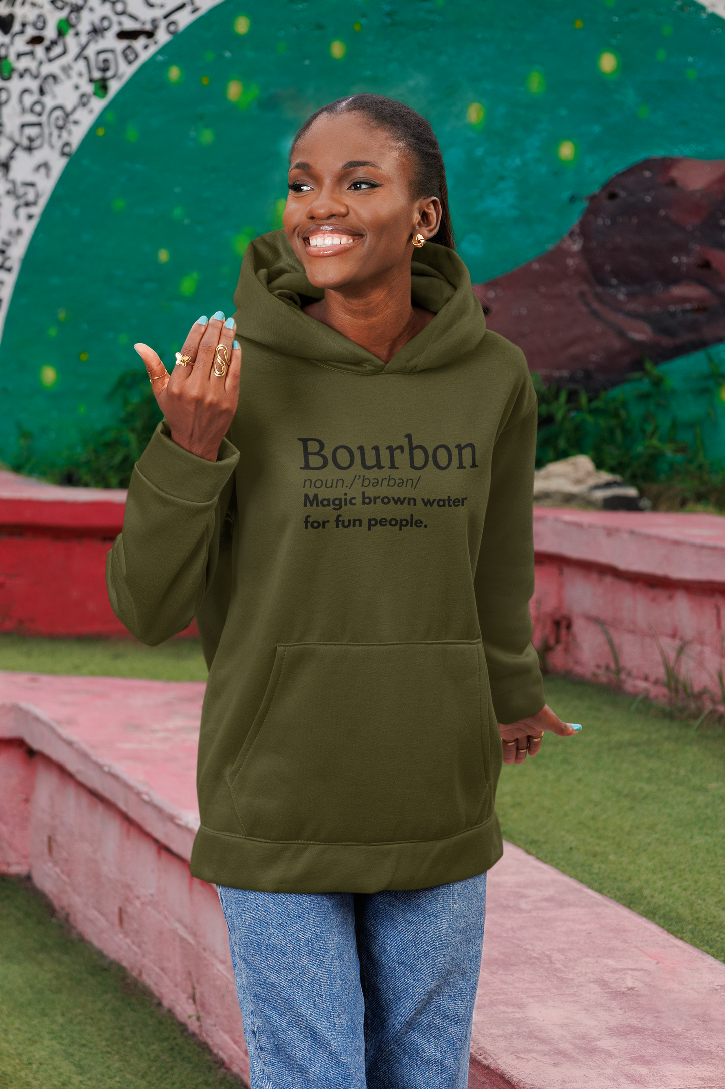 Women's Bourbon Definition Green Hoodie