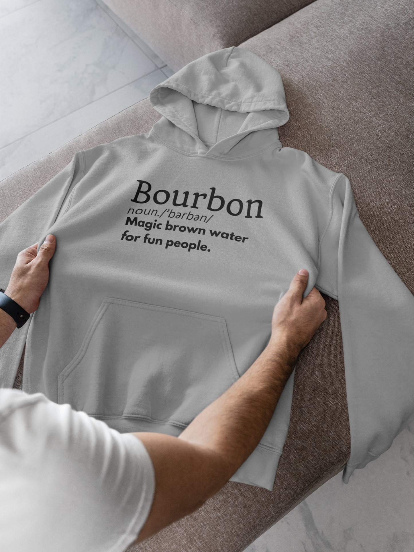 Men's Bourbon Definition Grey Hoodie