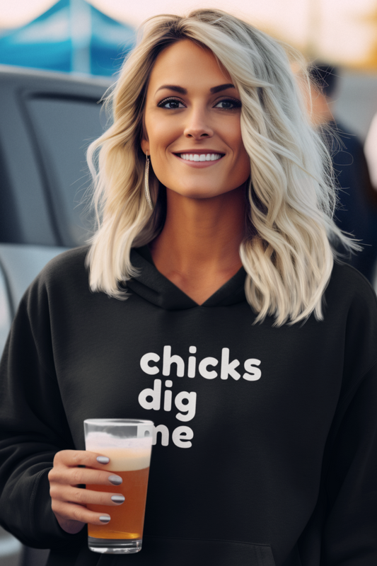 Women's Chicks Dig Me Black Hoodie