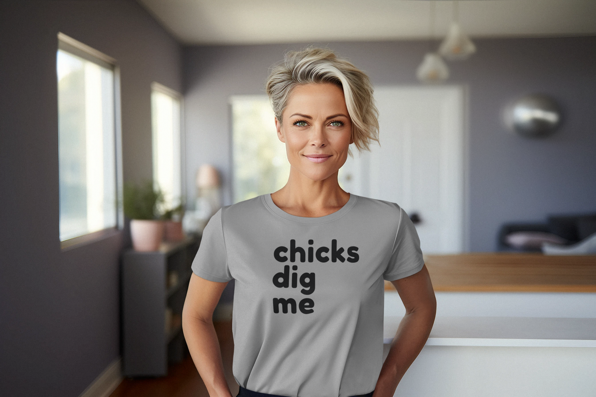 Women's Chicks Dig Me Grey T-Shirt