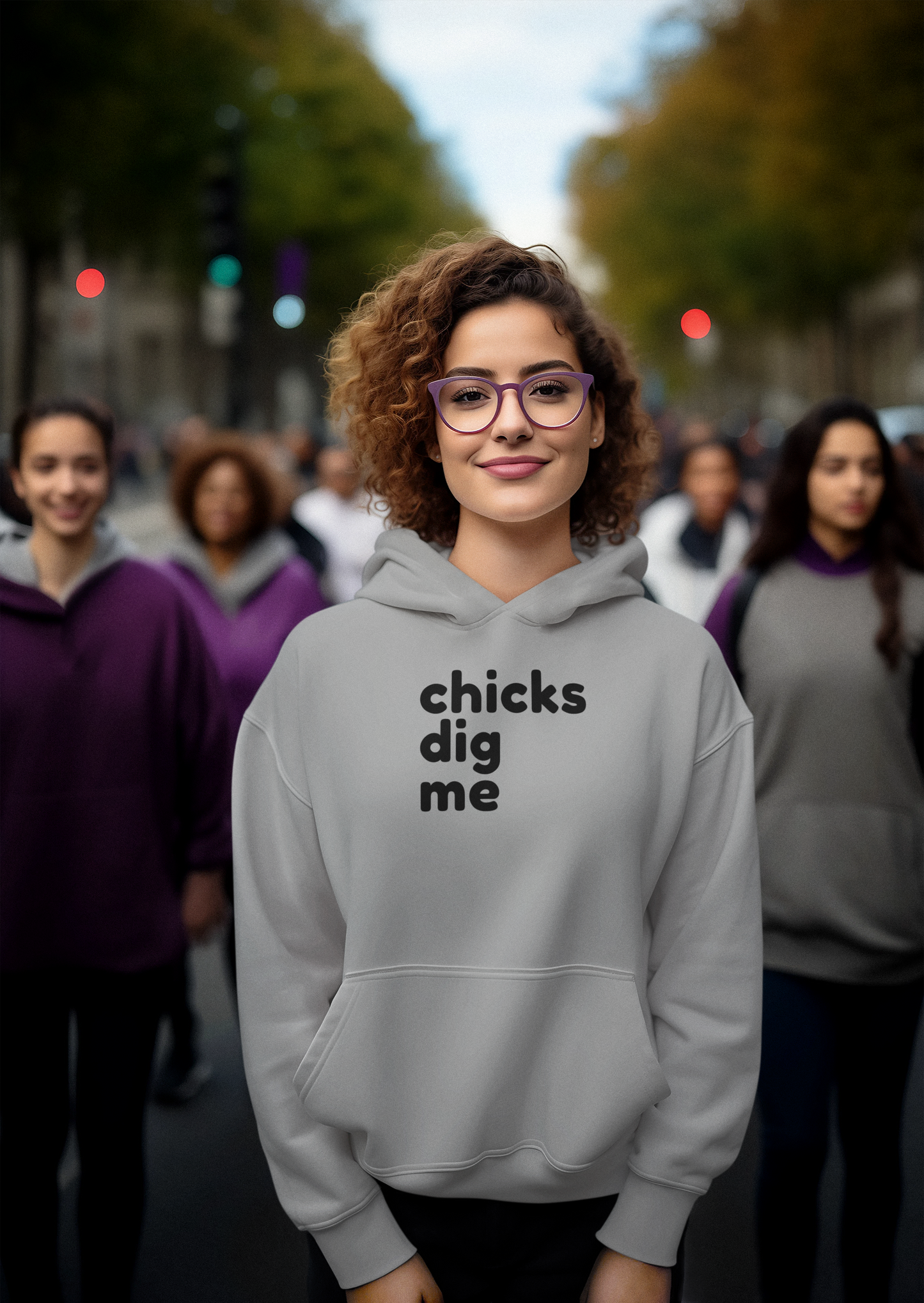 Women's Chicks Dig Me Grey Hoodie