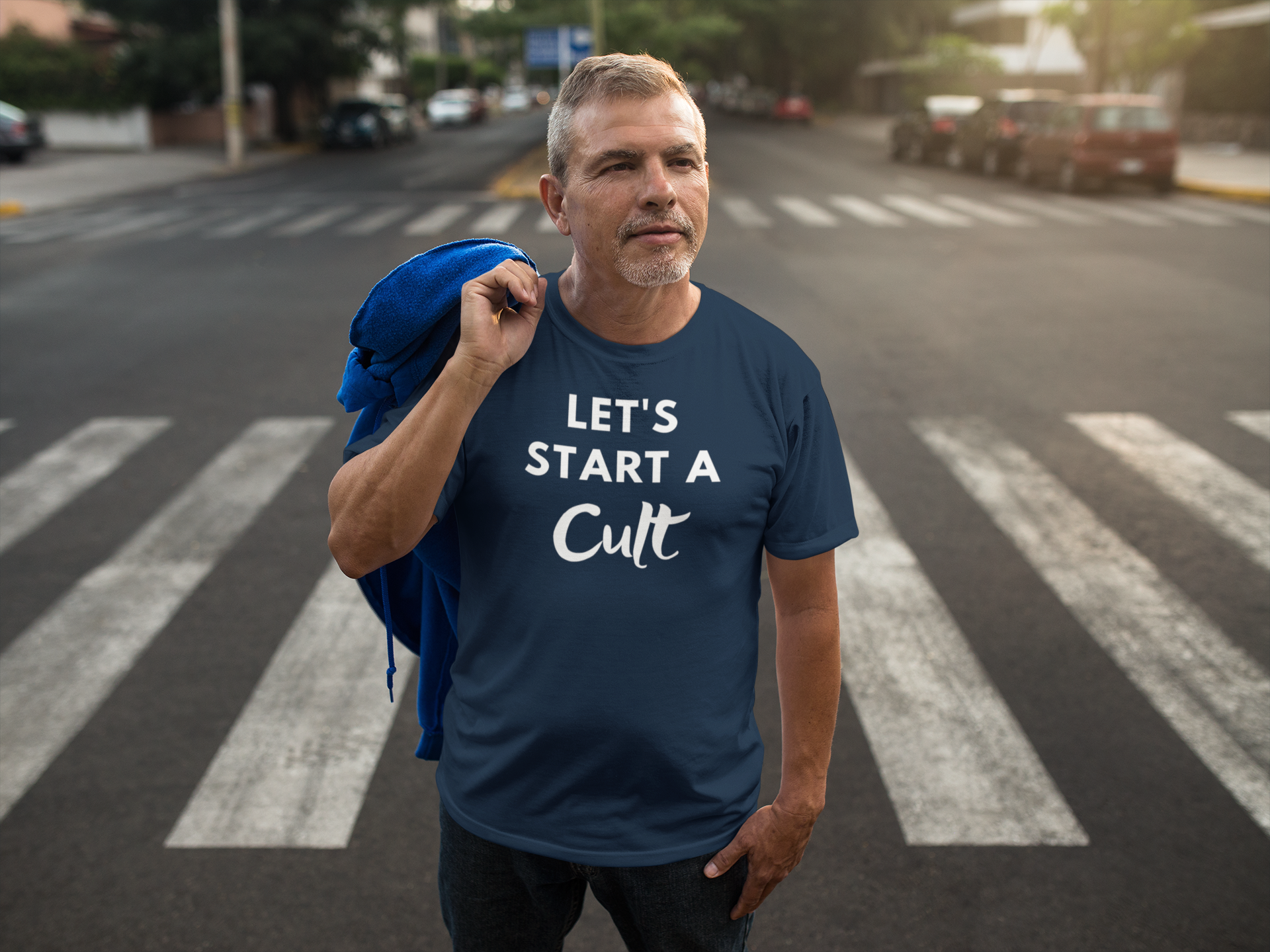 Men's Let's Start A Cult Blue T-Shirt