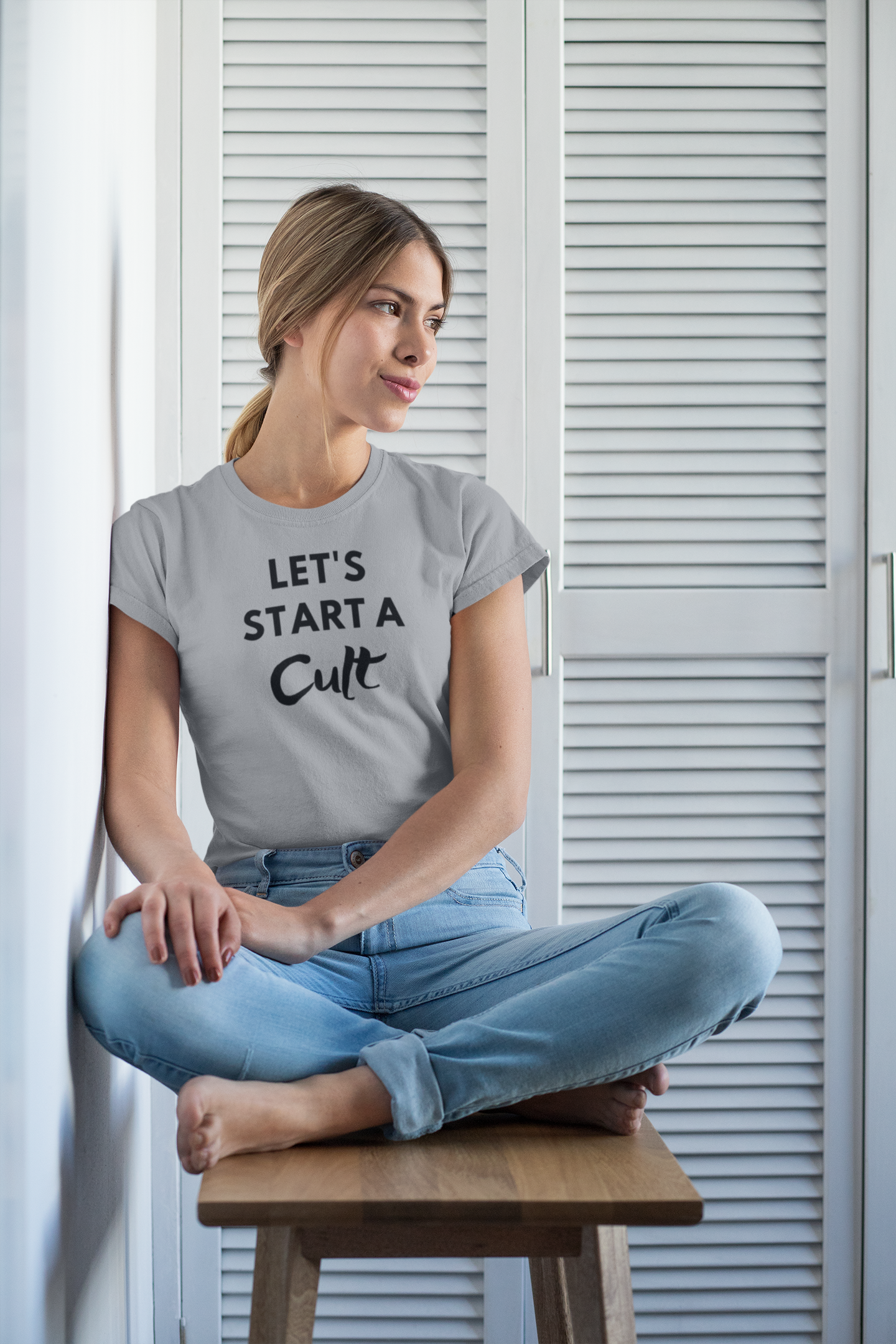 Women's Let's Start A Cult Grey T-Shirt