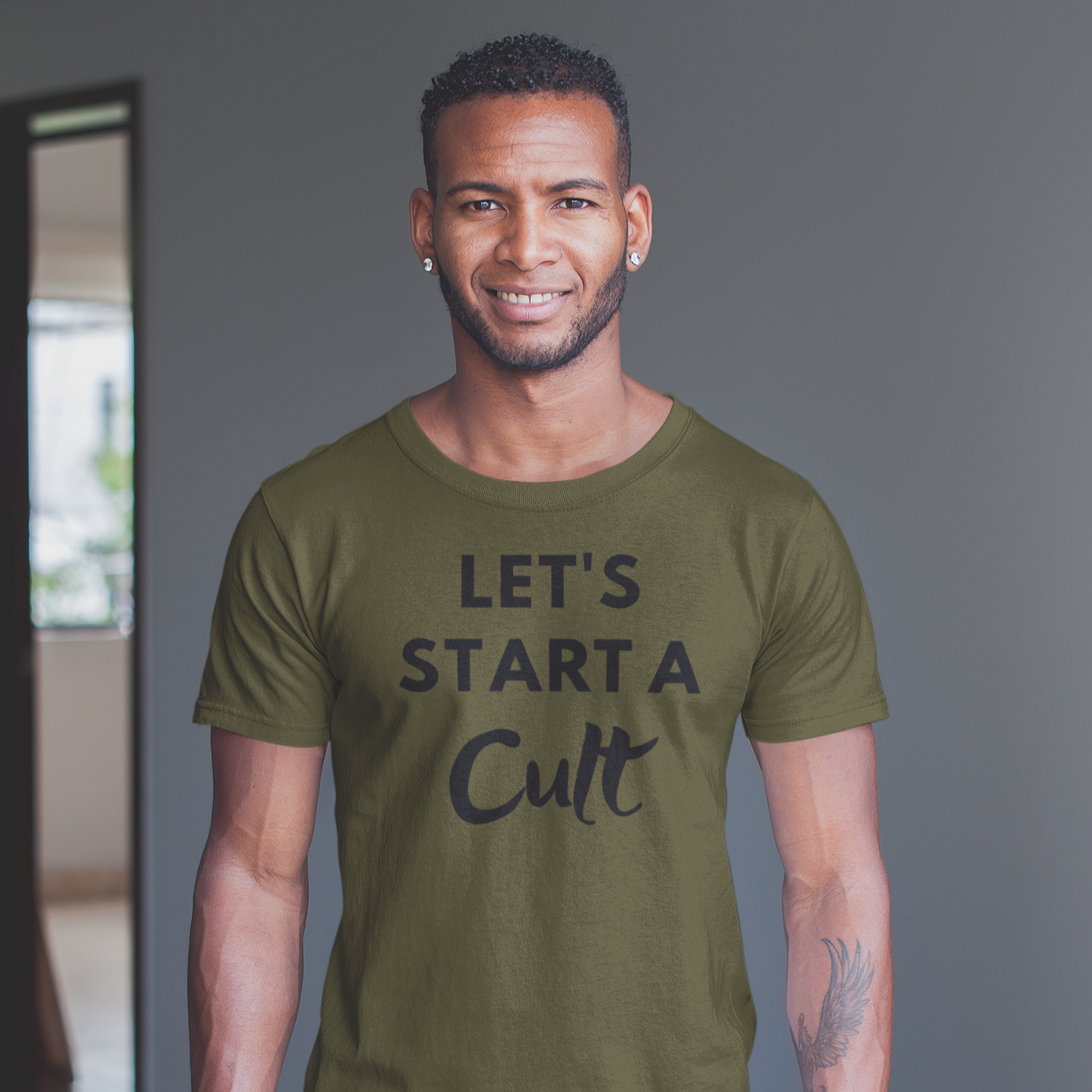 Men's Let's Start A Cult Green T-Shirt