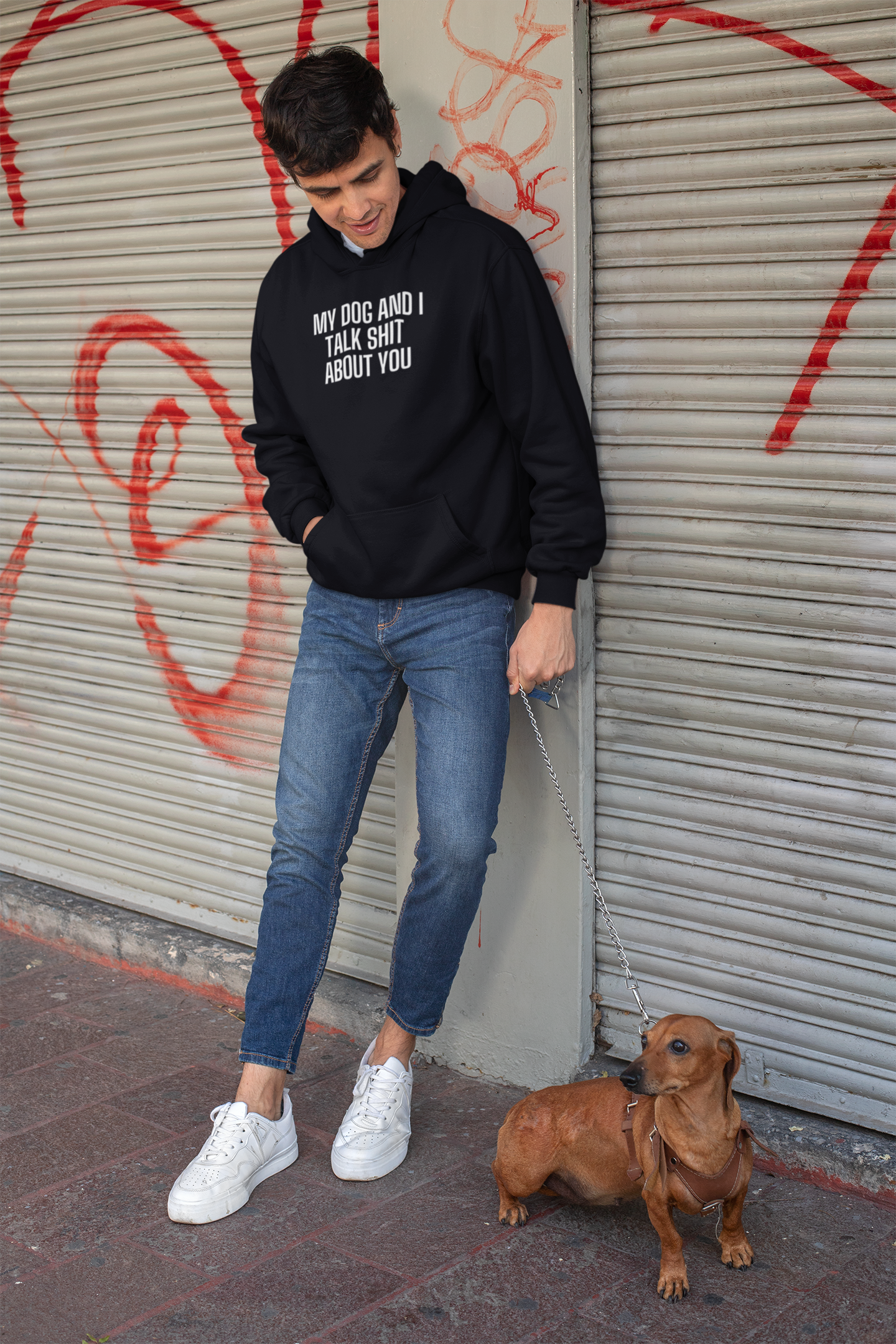 Men's My Dog And I Talk Shit About You Black Hoodie
