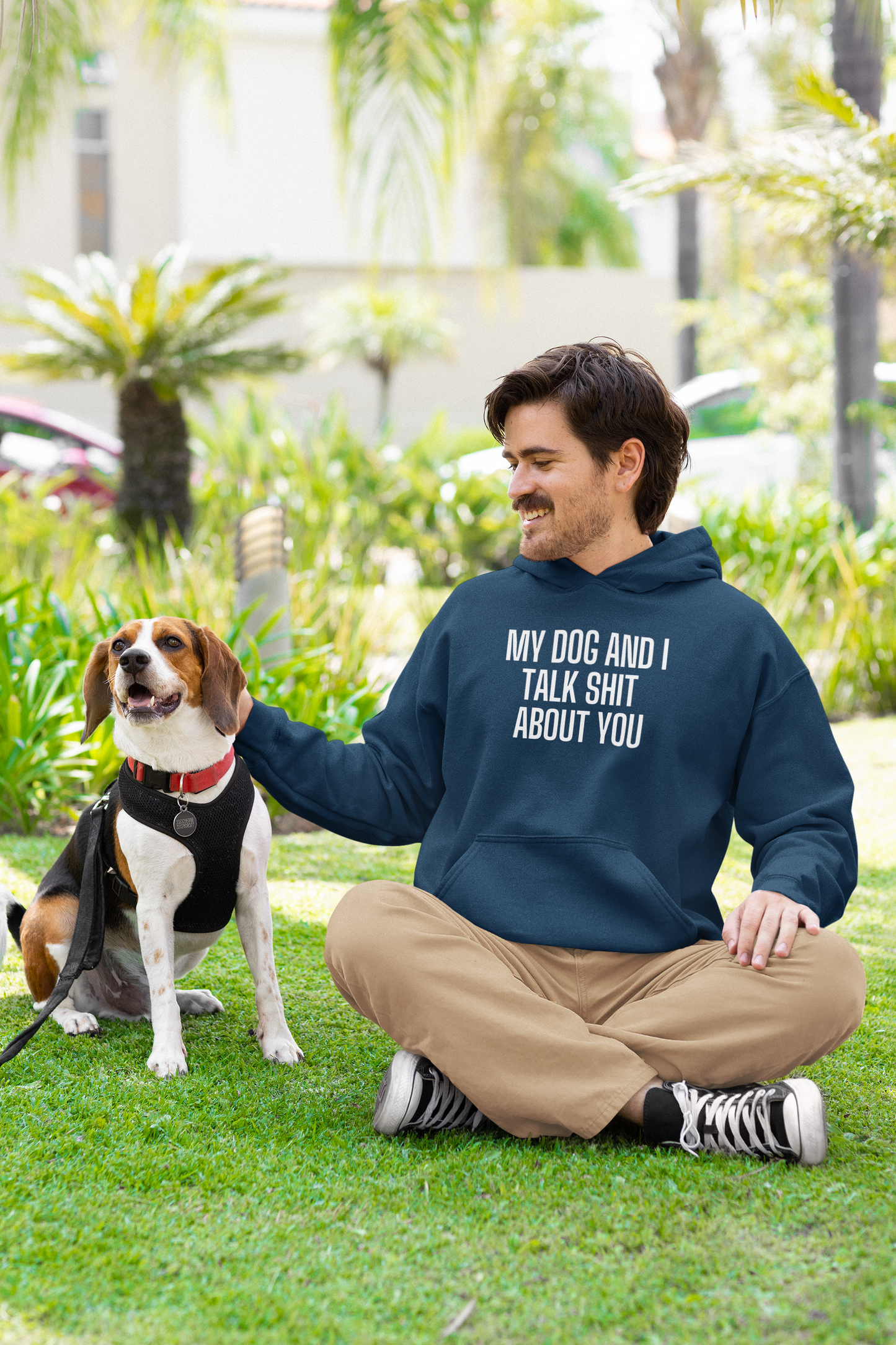 Men's My Dog And I Talk Shit About You Blue Hoodie