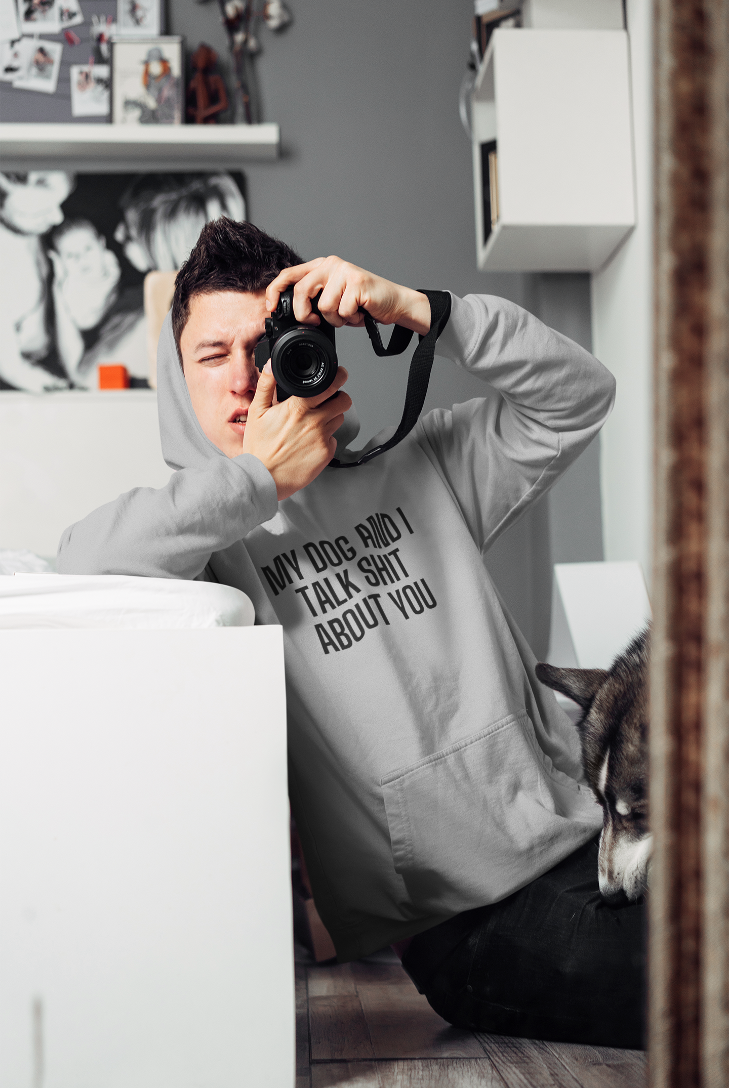 Men's My Dog And I Talk Shit About You Grey Hoodie
