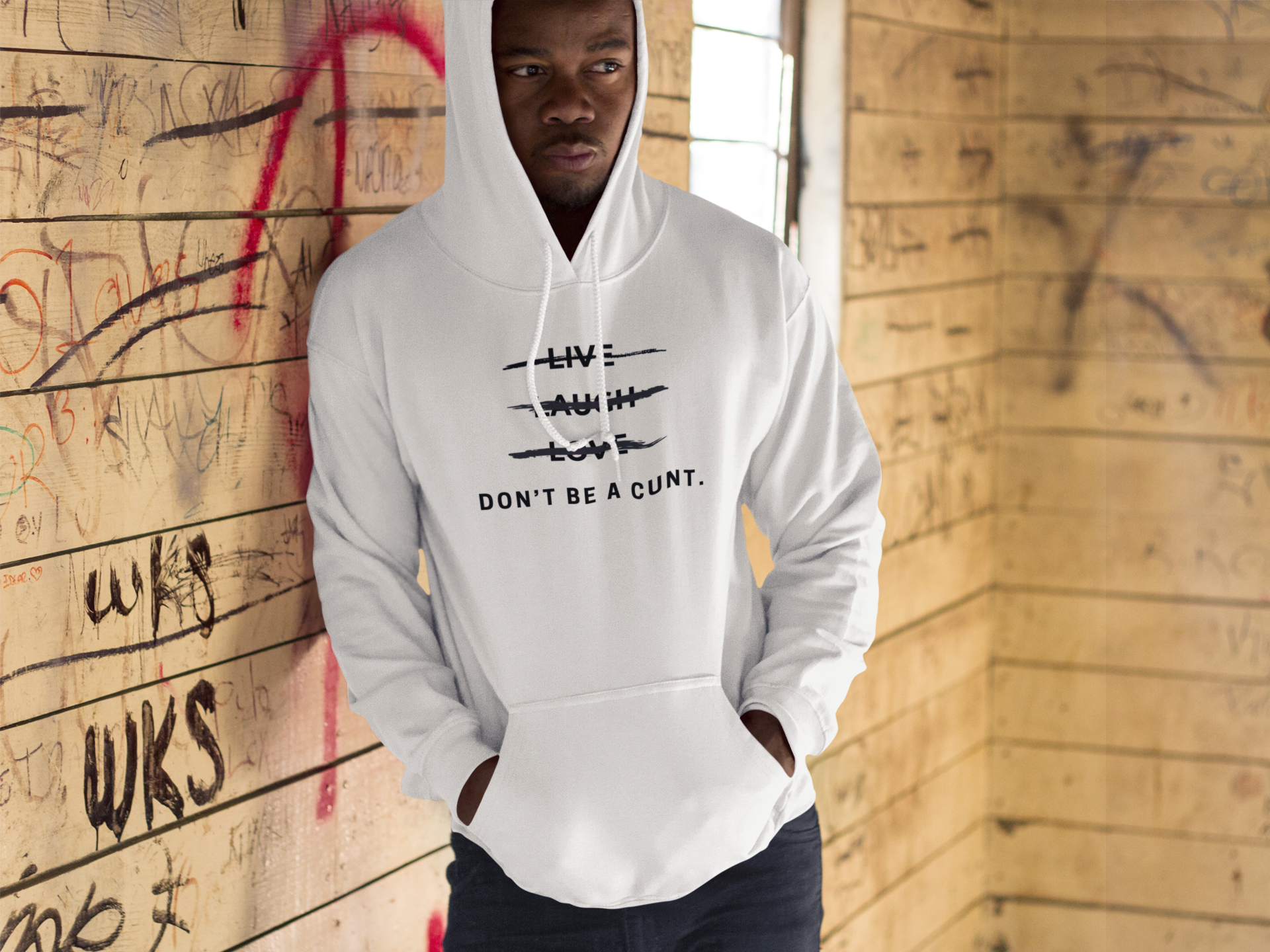 Men's Don't Be A Cunt White Hoodie