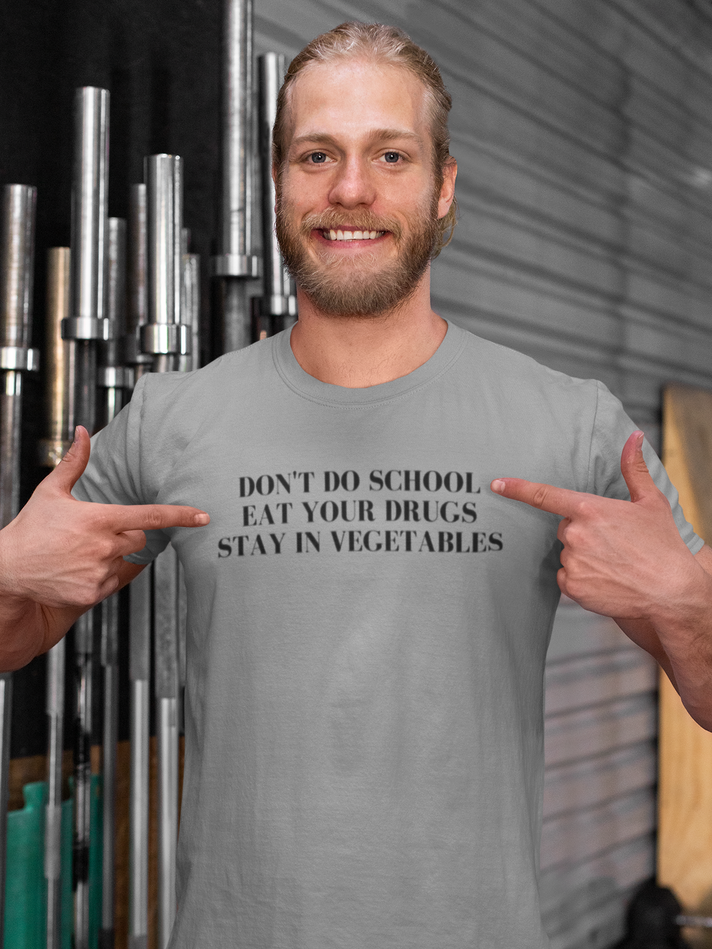 Men's Don't Do School Eat Drugs Stay in Vegetables Grey T-Shirt