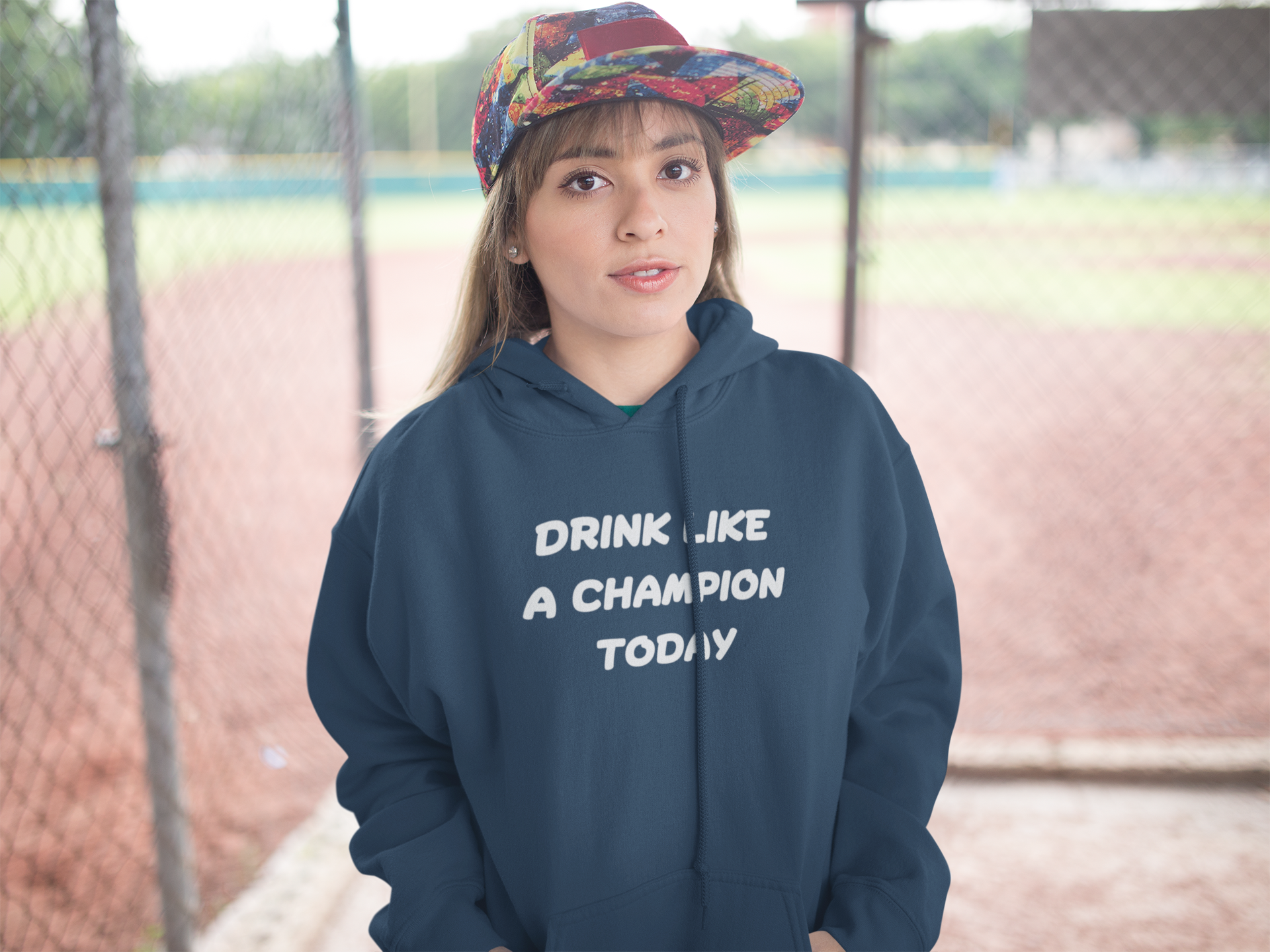 Women's Drink Like A Champion Today Blue Hoodie