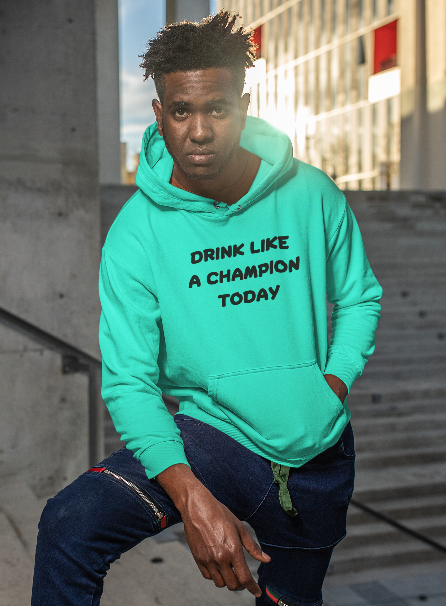 Men's Drink Like A Champion Today Mint Green Hoodie