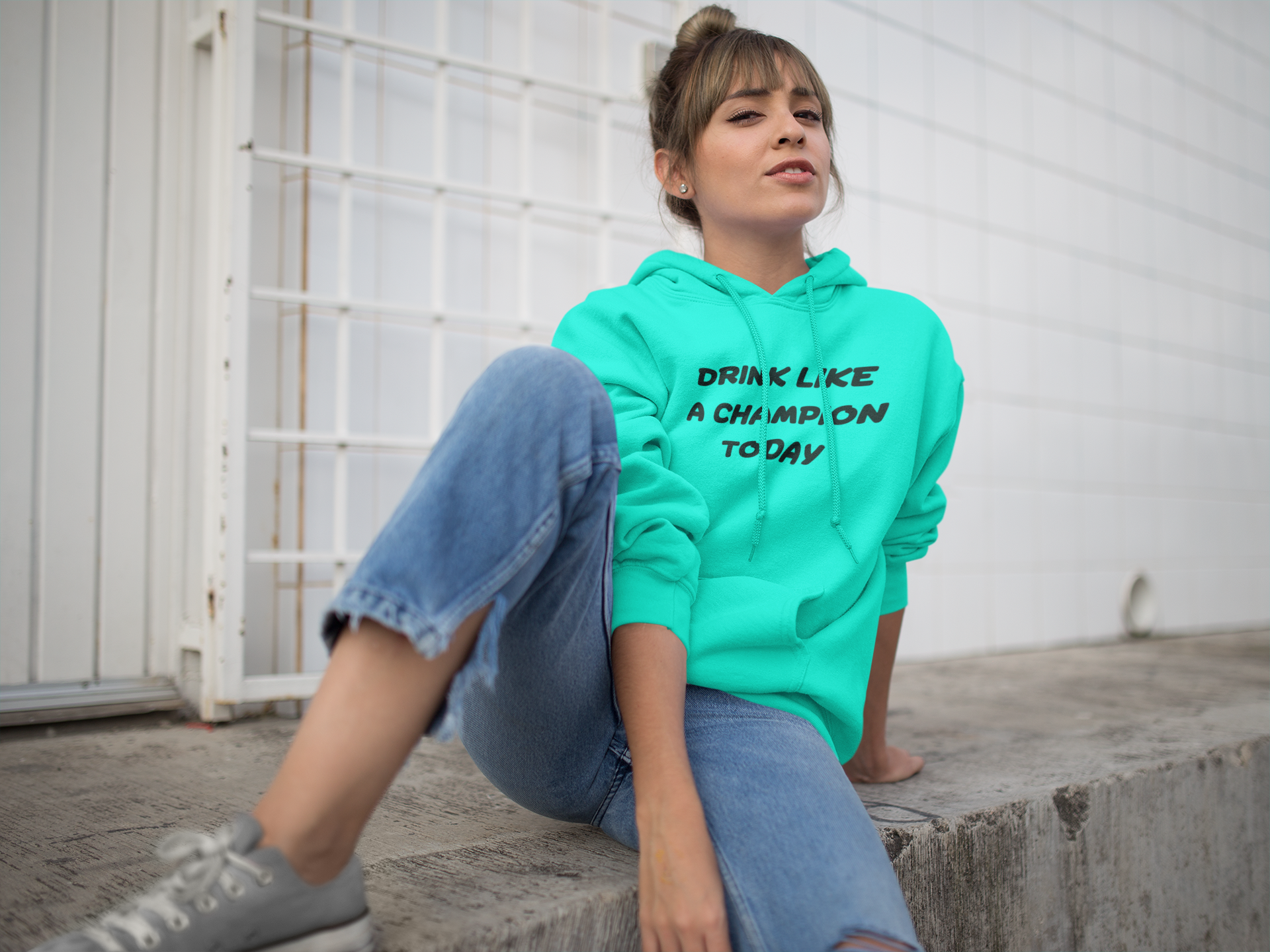 Women's Drink Like A Champion Today Mint Green Hoodie