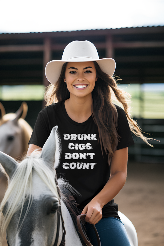 Women's Drunk Cigs Don't Count Black T-Shirt