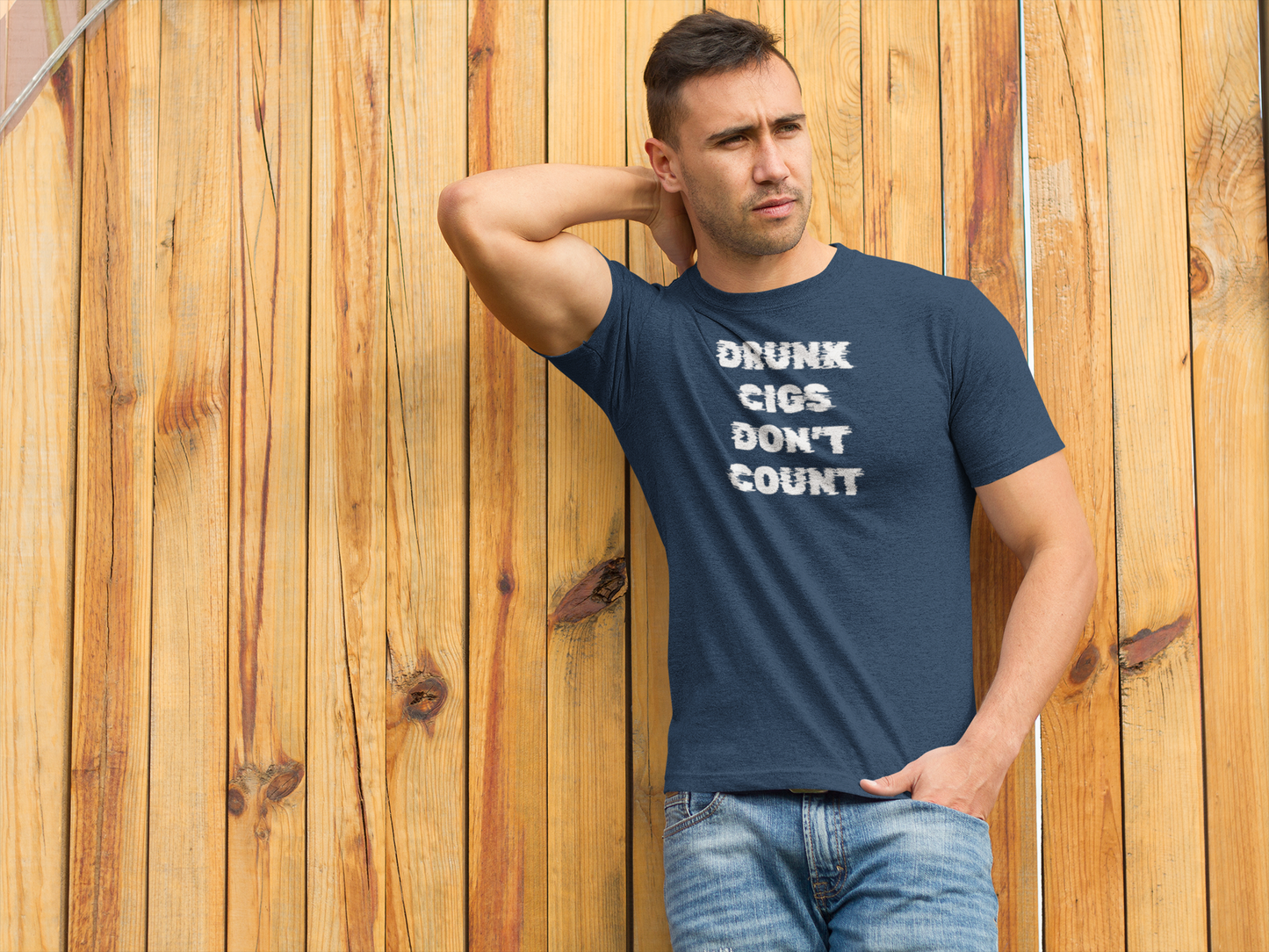 Men's Drunk Cigs Don't Count Blue T-Shirt