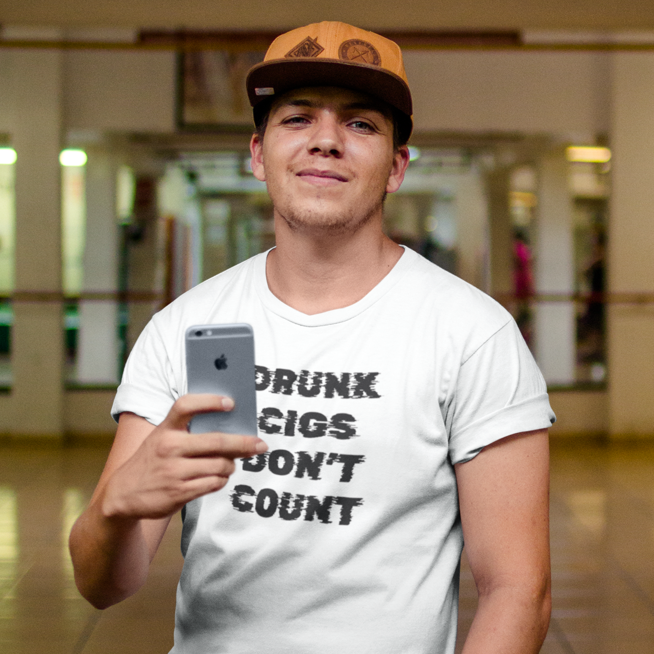 Men's Drunk Cigs Don't Count White T-Shirt