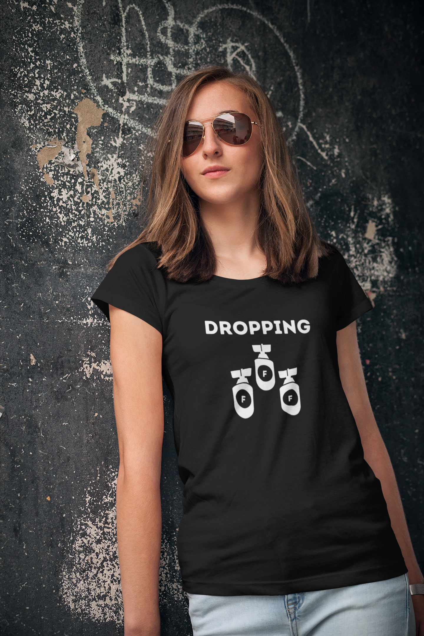 Women's Dropping F Bombs Black T-Shirt