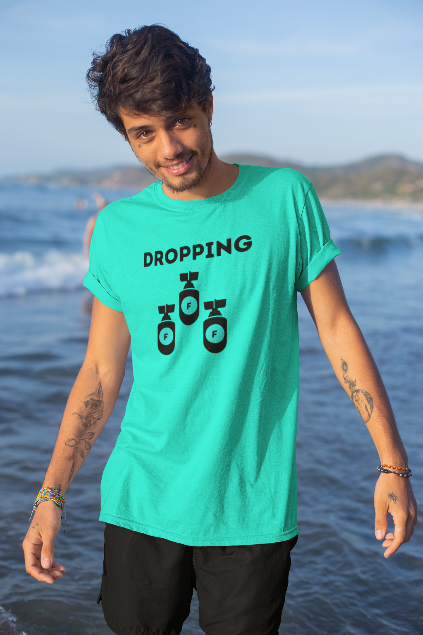 Men's Dropping F Bombs Mint Green T-Shirt