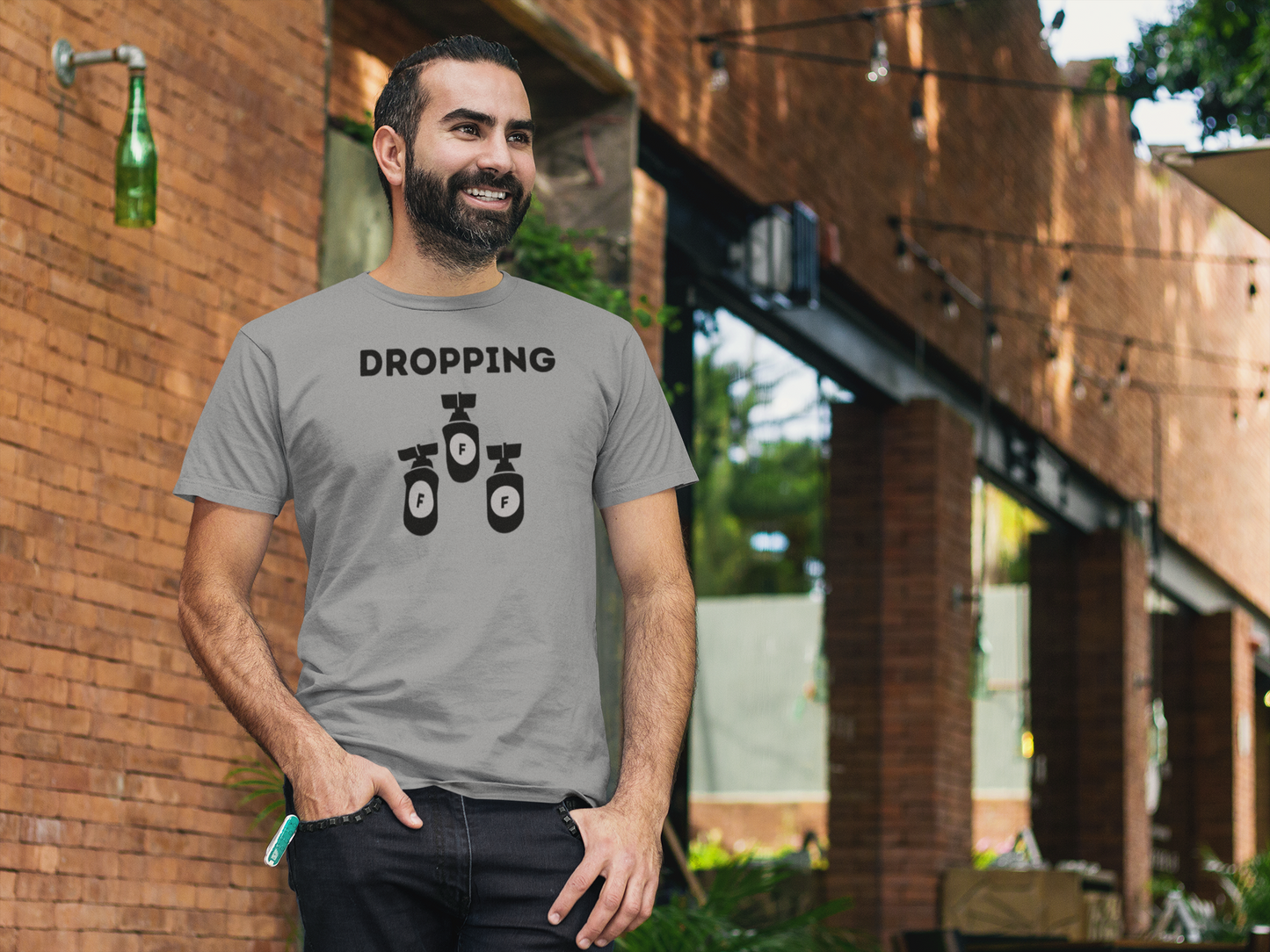 Men's Dropping F Bombs Grey T-Shirt