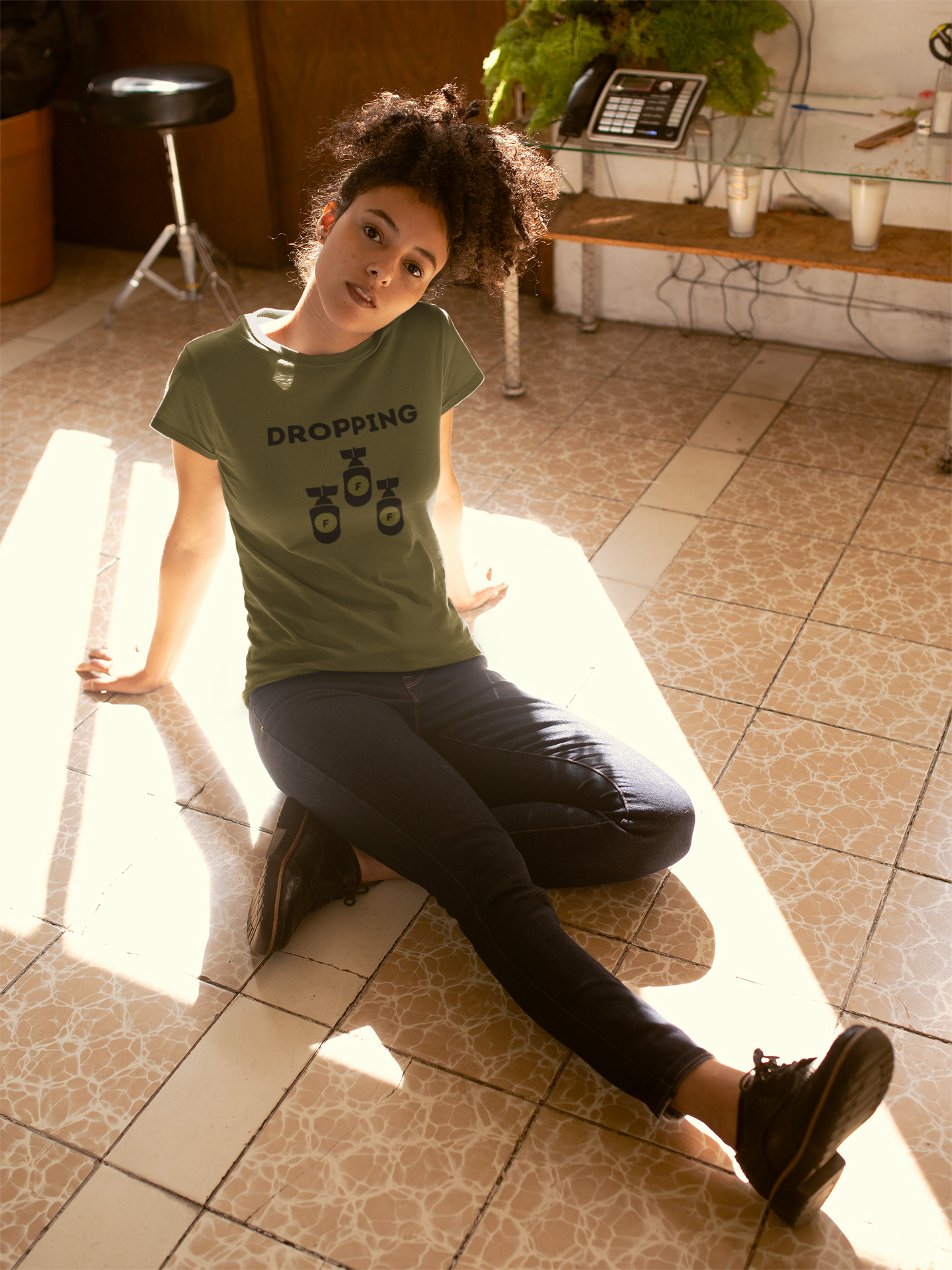 Women's Dropping F Bombs Green T-Shirt