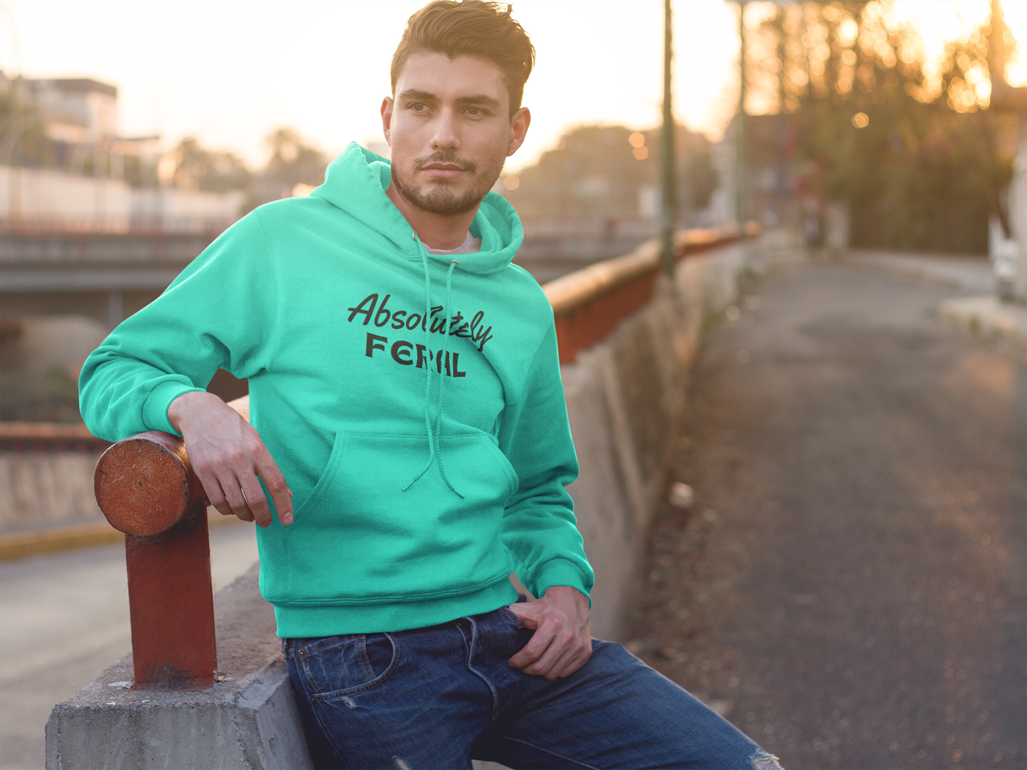 Men's Absolutely Feral Mint Green Hoodie