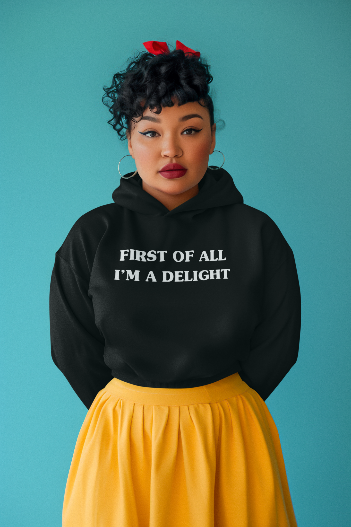 Women's First Of All I'm A Delight Black Hoodie