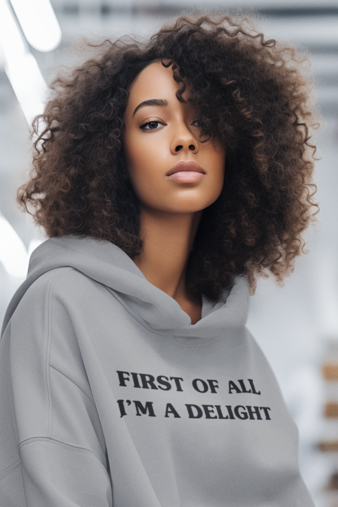 Women's First Of All I'm A Delight Grey Hoodie