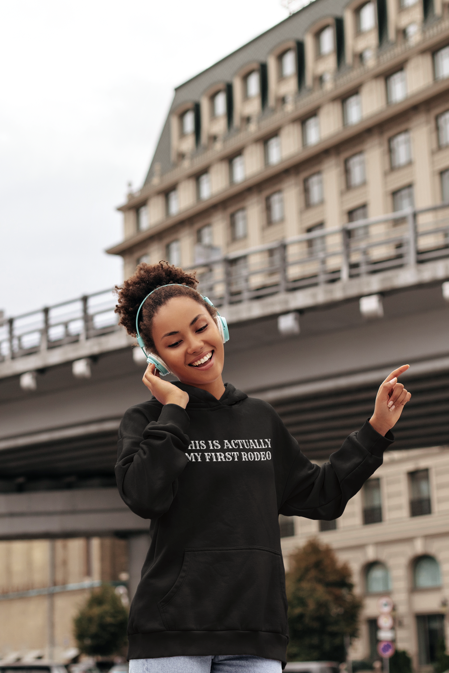 Women's This Is Actually My First Rodeo Black Hoodie