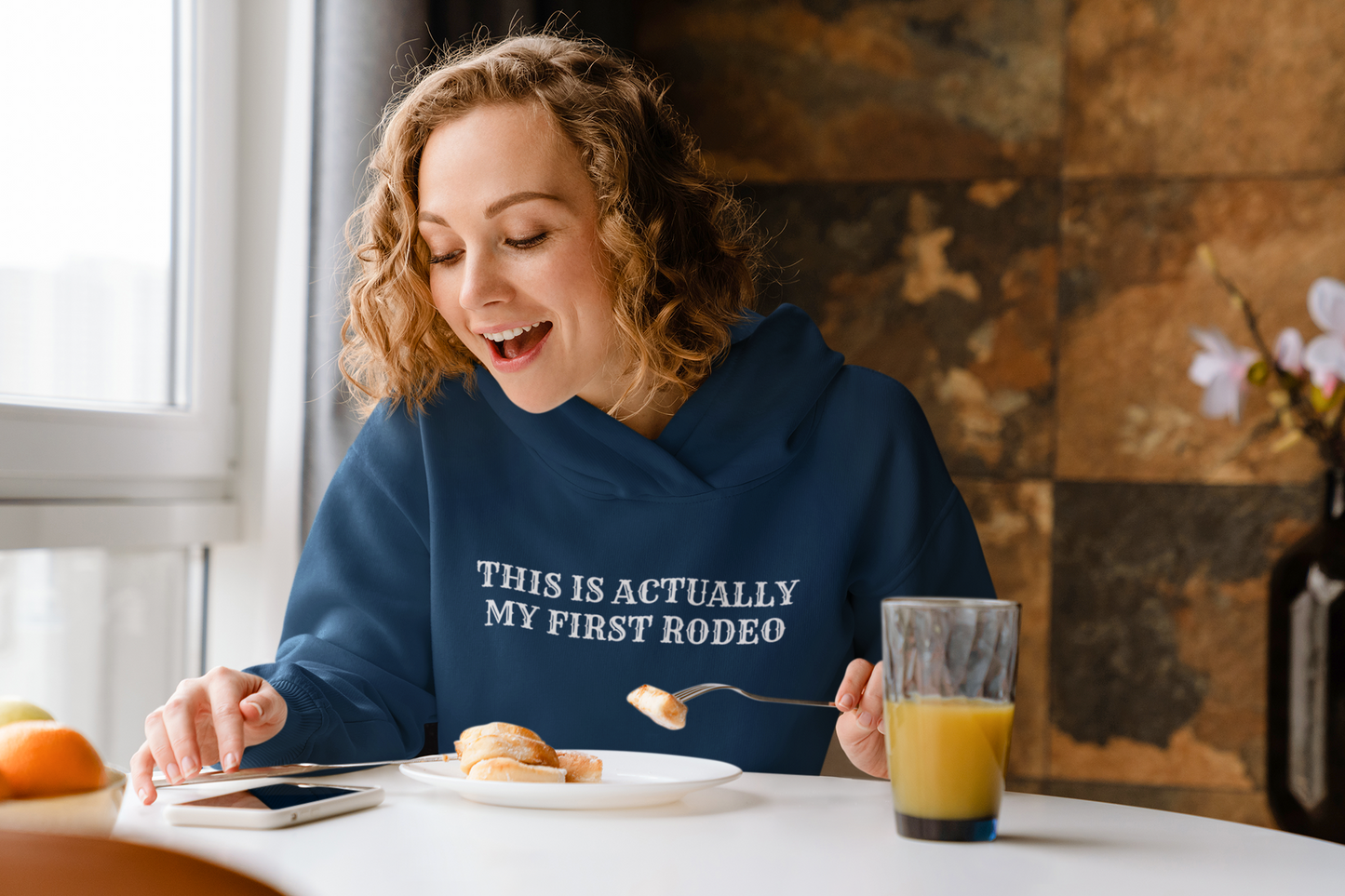 Women's This Is Actually My First Rodeo Blue Hoodie