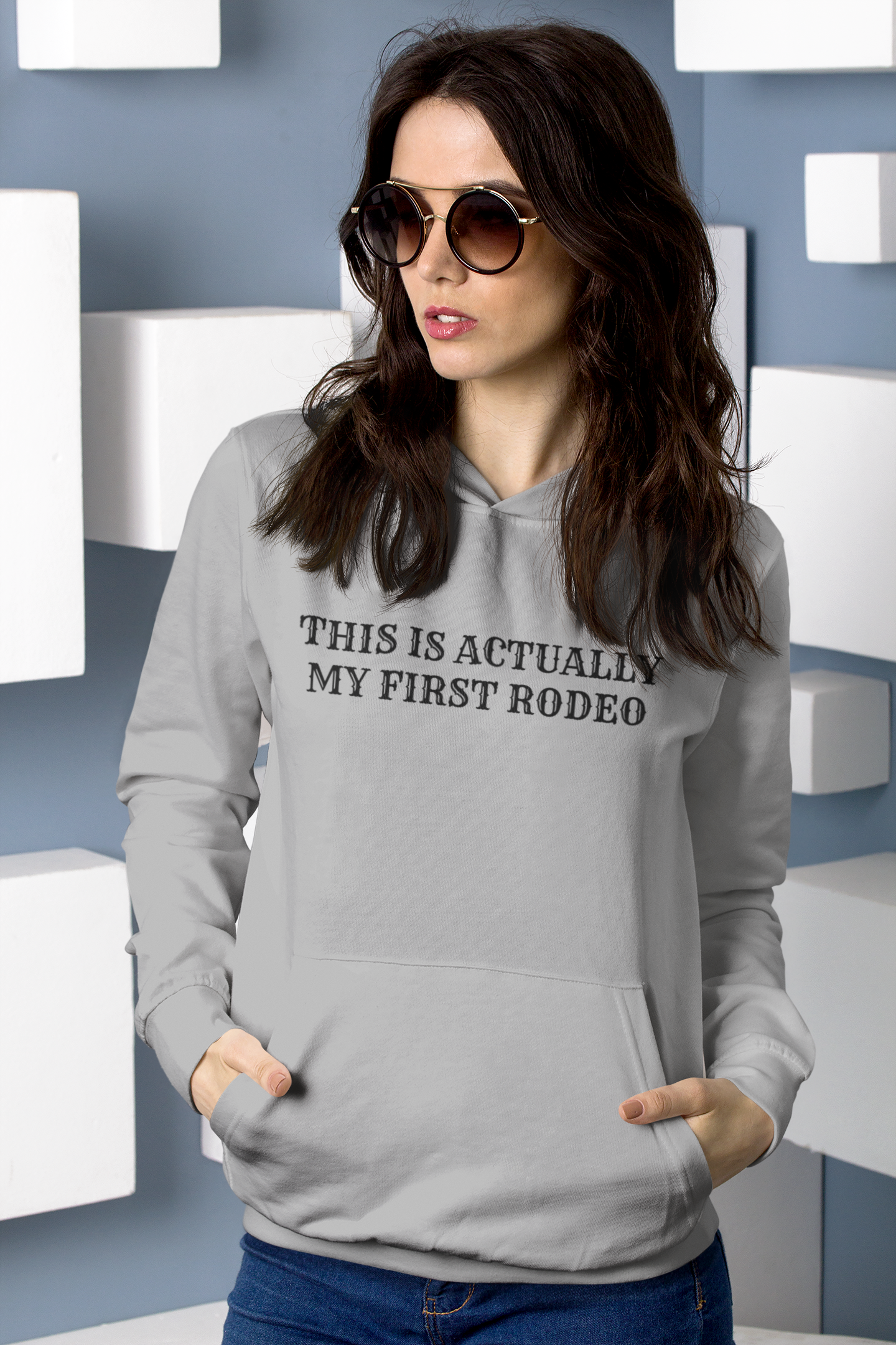 Women's This Is Actually My First Rodeo Grey Hoodie