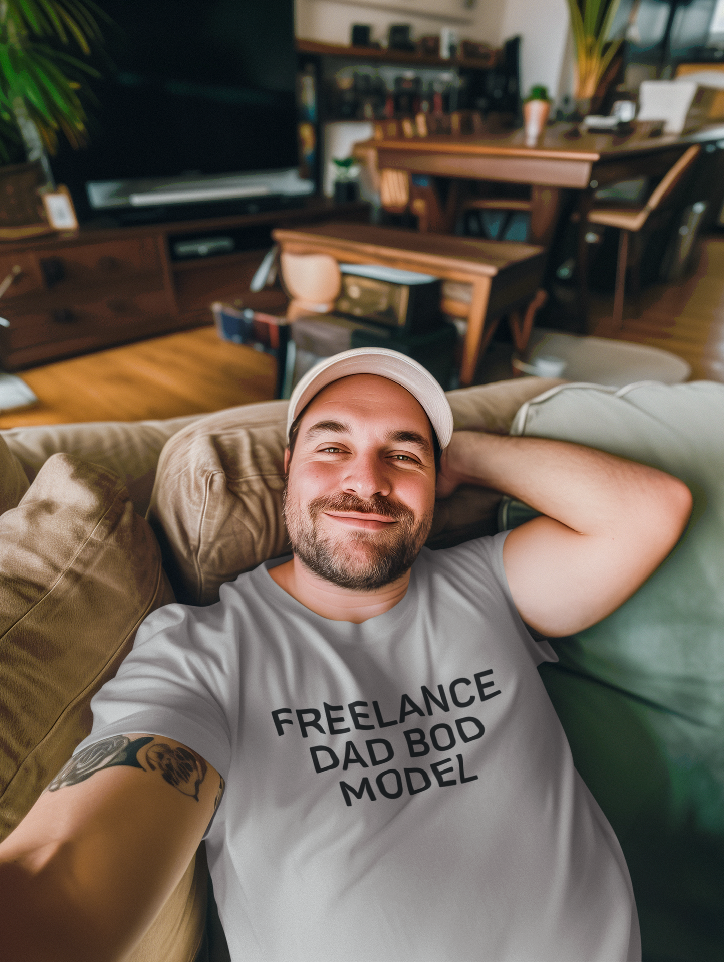 Men's Freelance Dad Bod Model Grey Tee