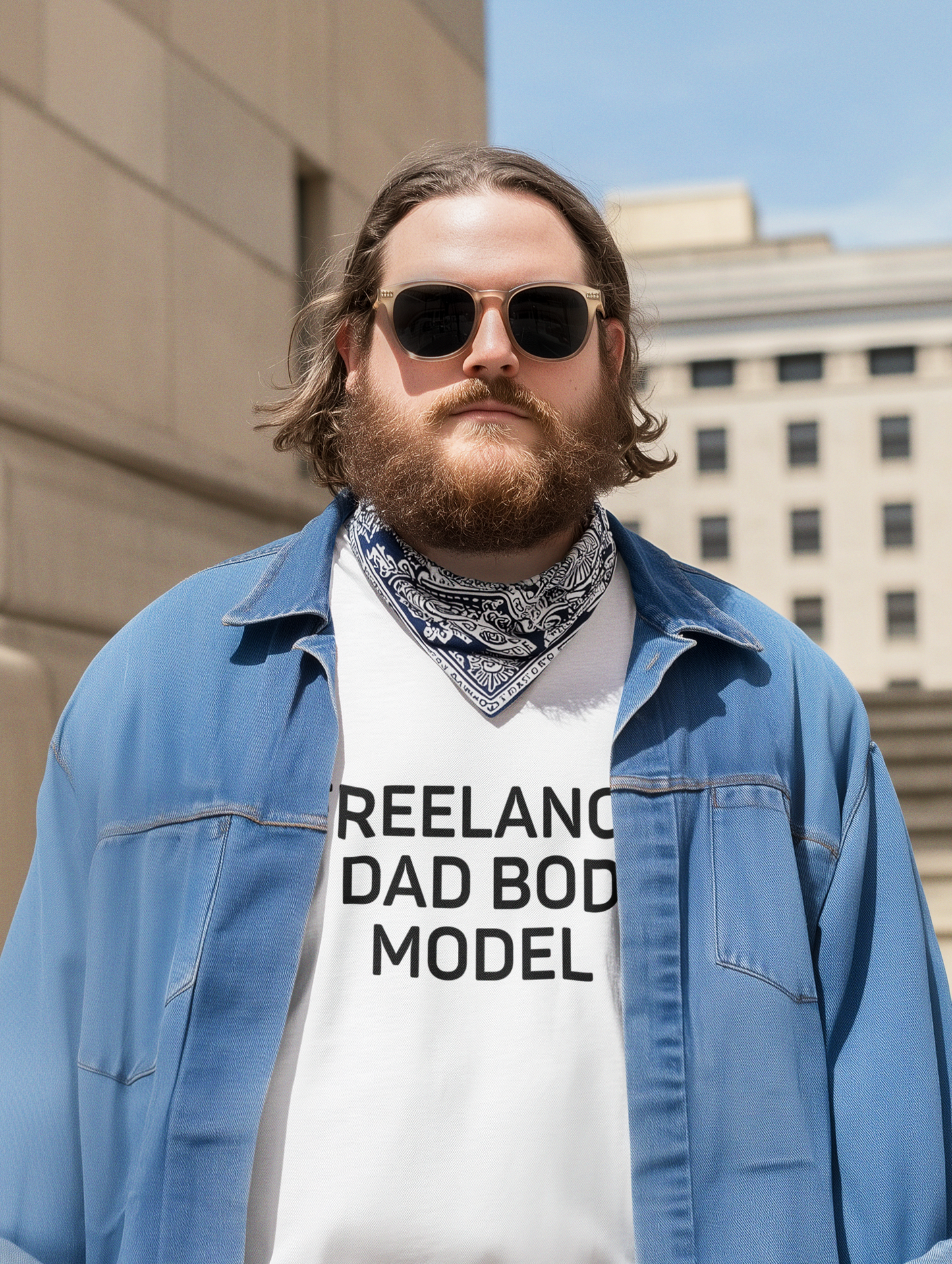 Men's Freelance Dad Bod Model White Tee