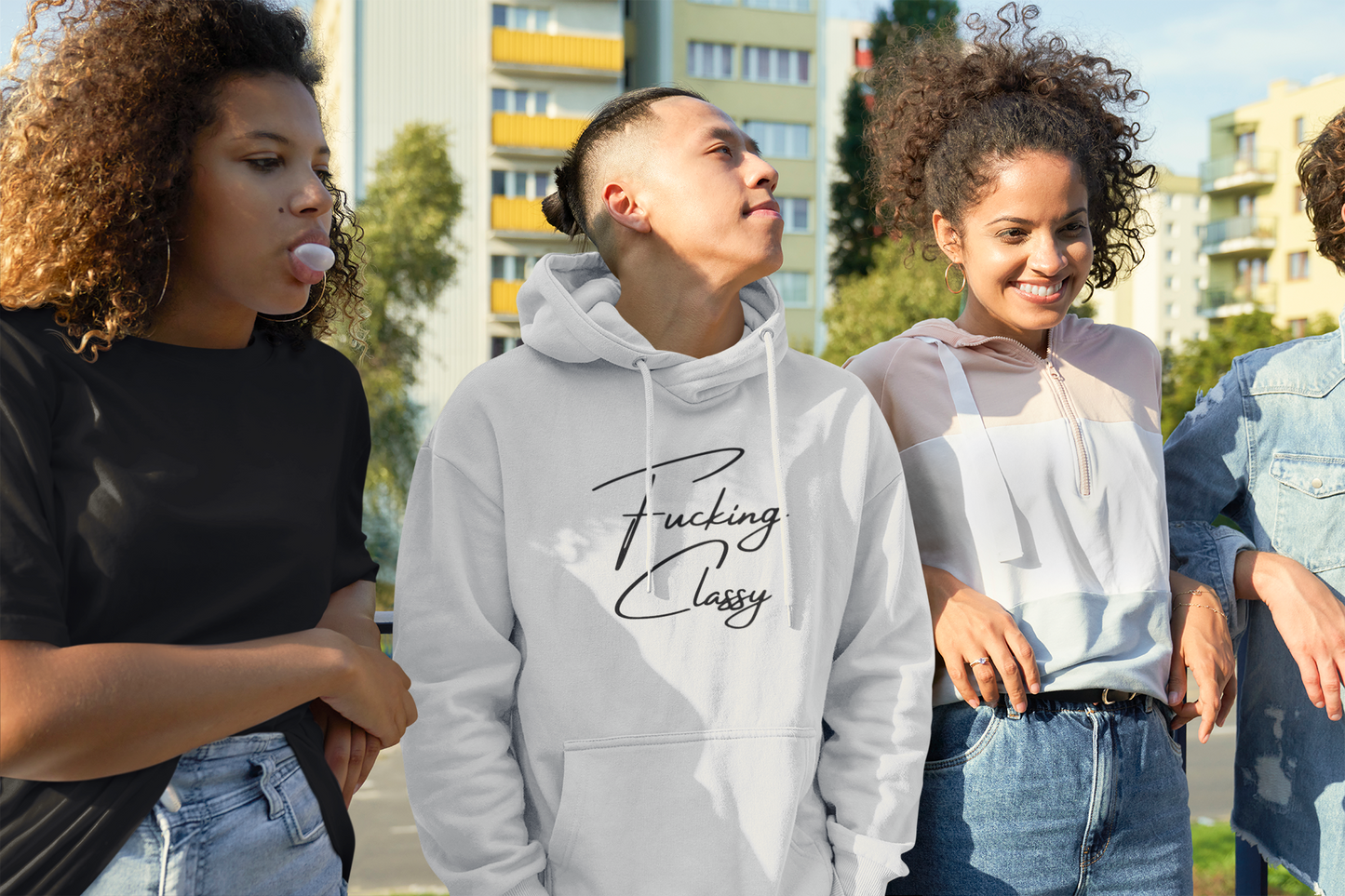 Men's Fucking Classy White Hoodie