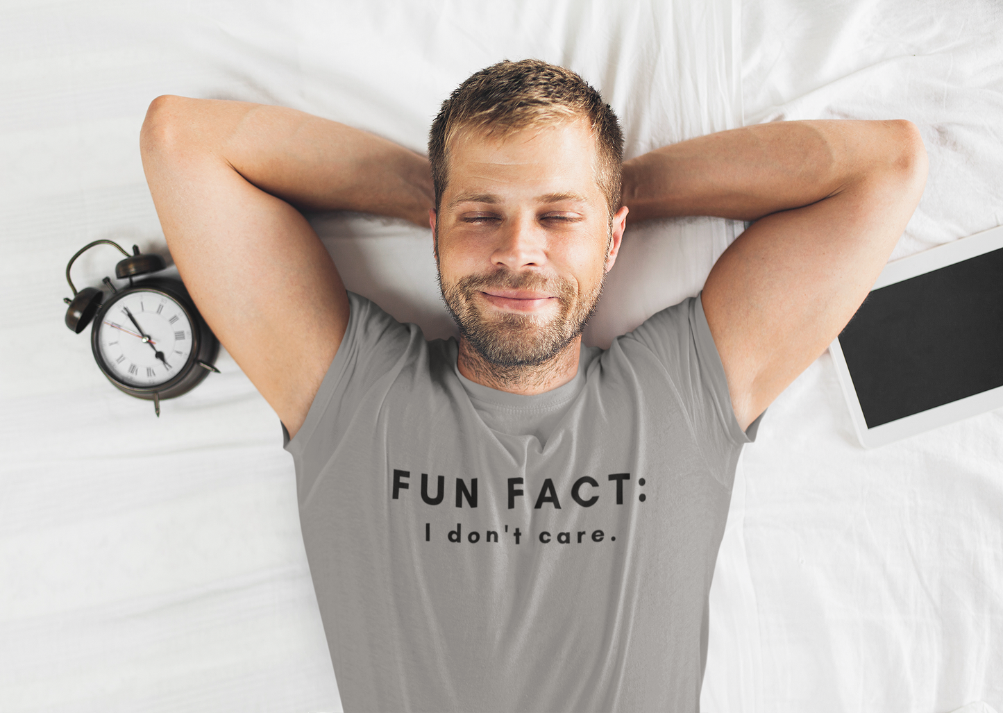 Men's Fun Fact: I Don't Care Grey T-Shirt
