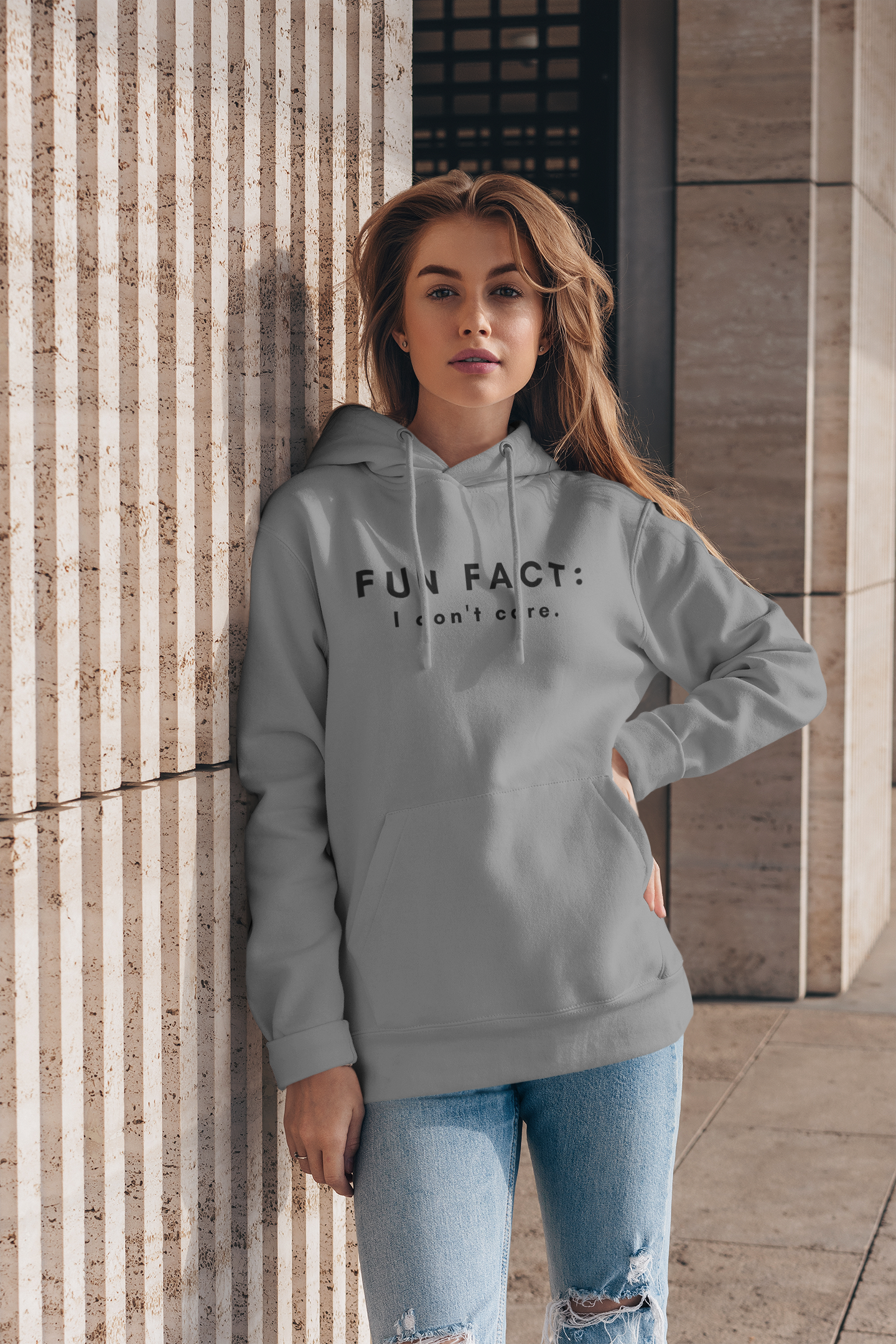 Women's Fun Fact I Don't Care Grey Hoodie