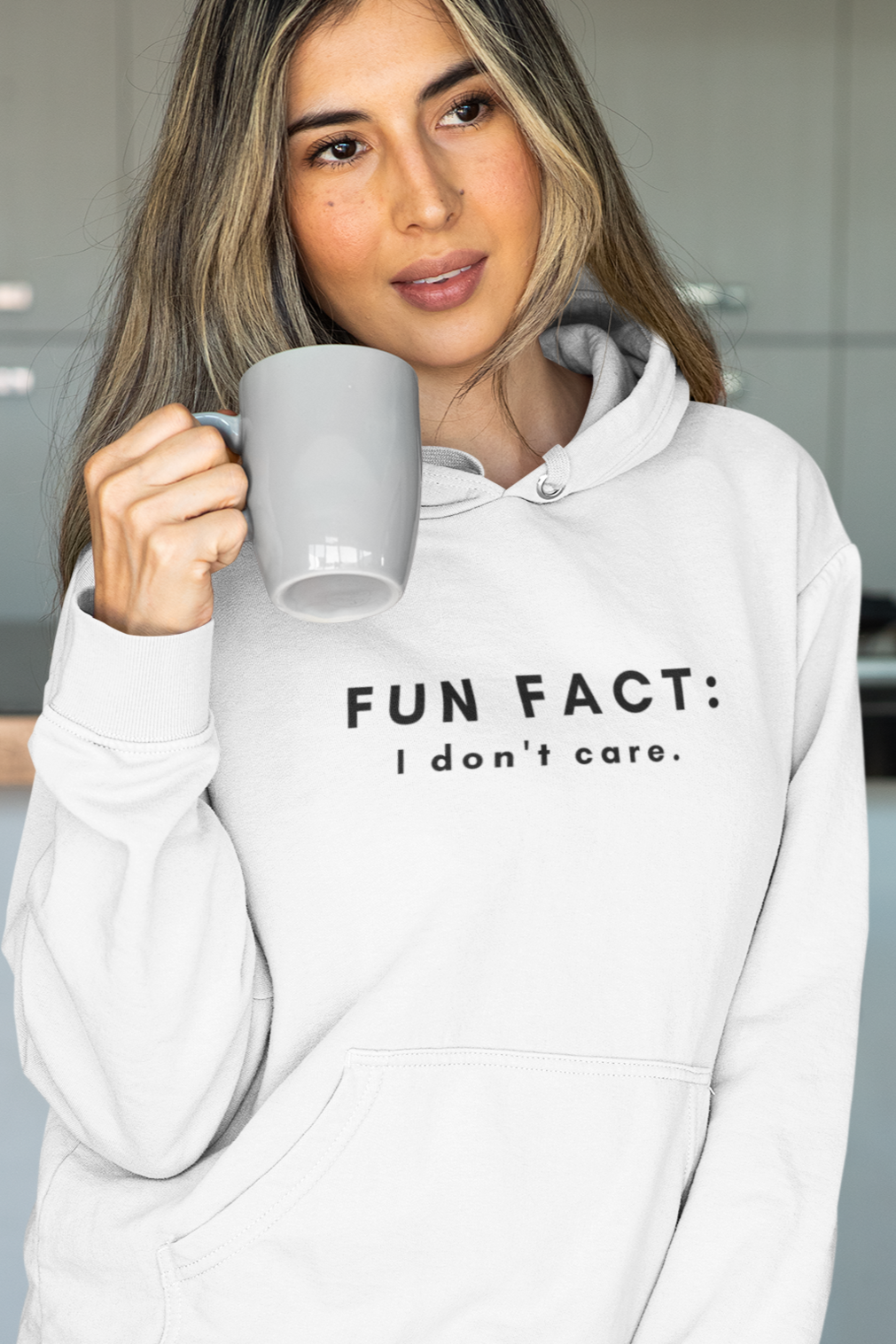 Women's Fun Fact I Don't Care White Hoodie